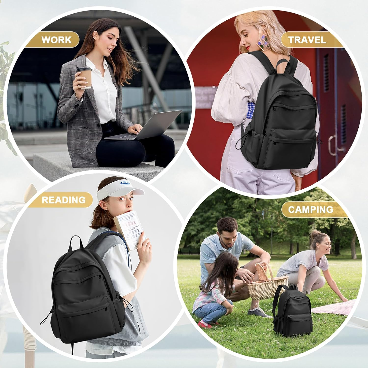 Pakembl School Backpack Womens Causal Travel School Bags 14 Inch Laptop Backpack for Teenage Girls Lightweight Rucksack Water Resistant Bookbag College Boys Men Work Daypack