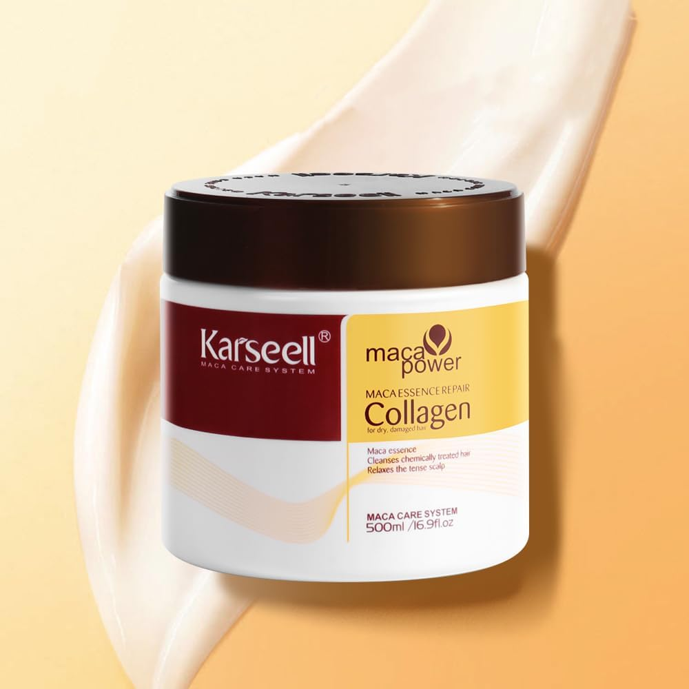 Hair Mask Karseell Deep Conditioner Coconut Oil Collagen Repair Dry Damaged or Colour Treated Hair after Shampoo for All Hair Types Sulphate Free 16.9 Fl Oz/ 500 Ml image number 3