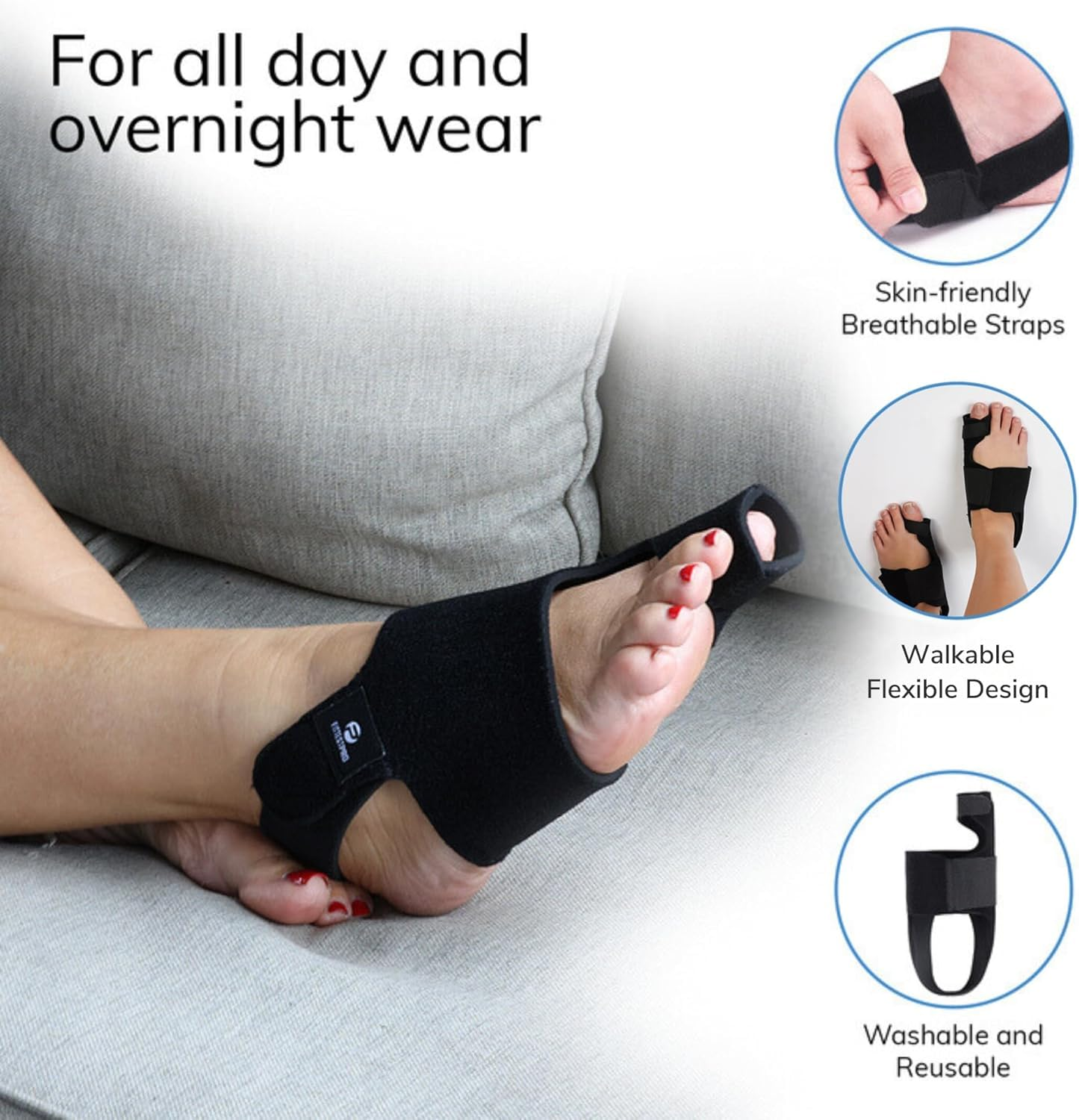 Bunion Corrector (2Pcs) Orthopedic Bunion Splint, Big Toe Separator Pain Relief, Non-Surgical Hallux Valgus Correction, Hammer Toe Straightener, Day Night Support image number 5