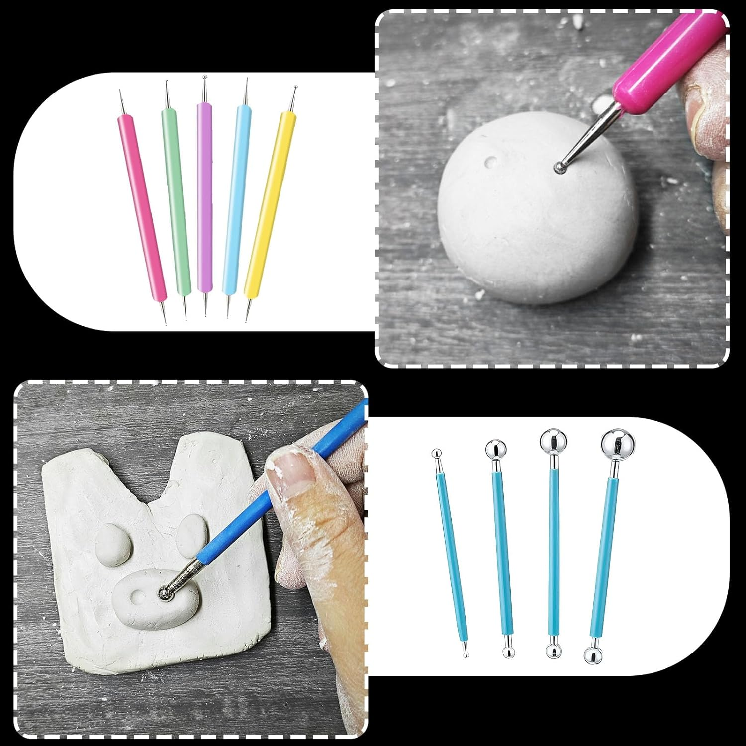 EIGTWEN 100Ml Air Dry Clay Glaze and 29Pcs Clay Tools Kit, Gloss Clay Varnish Protects Clay from Surface Wear, Pottery Tools Can Be Used for Stippling, Carving, Molding, and Shaping Clay Crafts(Gloss) image number 2