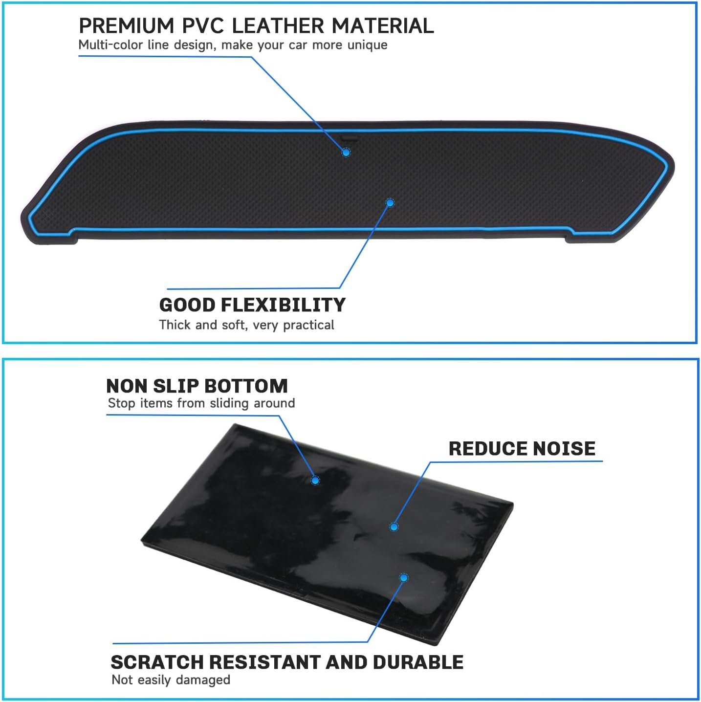 SXCY for 2024 Ford Ranger Accessories Cup Holder Inserts Liner 2024 Ranger Door Slot Mats Cupholder Coasters for 2024 Ford Ranger Lariat/Raptor/Xl/Xlt Accessories Inserts Liner Waterproof Mats(Blue) image number 2