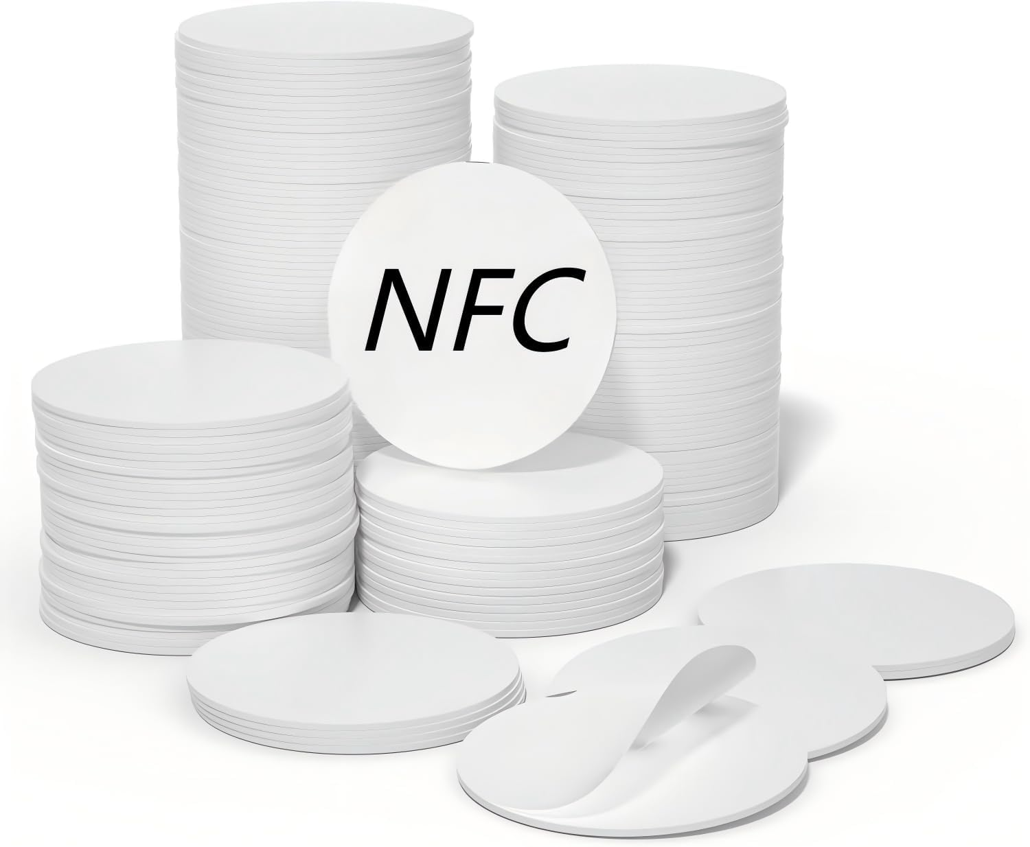 QYEHSWKT30 Pcs NFC Tags Ntag 215 round NFC Stickers, Blank NFC Coin Cards Rewritable NFC Card with Adhesive Back, Compatible with Android and NFC Enabled Devices（25Mm） image number 3