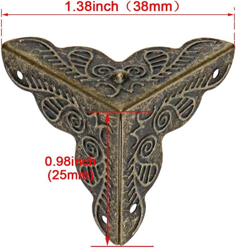 Bitray 48Pcs Antique Corner Decorative Corner 25Mm Vintage Edge Guard Bronze Tone Box Corner Protector with Screws