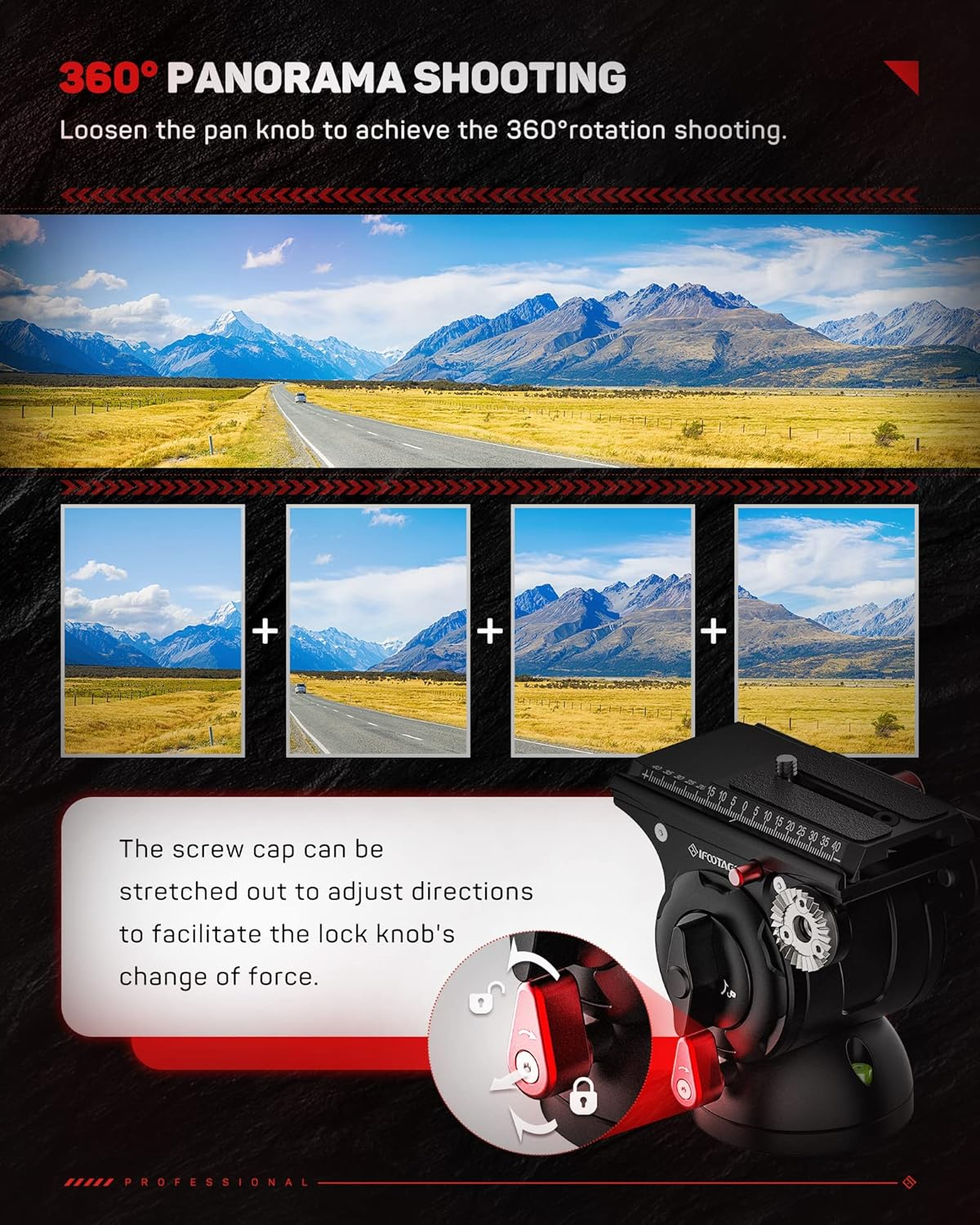 IFOOTAGE Komodo K5S Fluid Head, Aluminum Tripod Head Camera Video Head for DSLR Camera, Camcorder, Monopod and Tripod, Payload 5KG/11LB image number 5