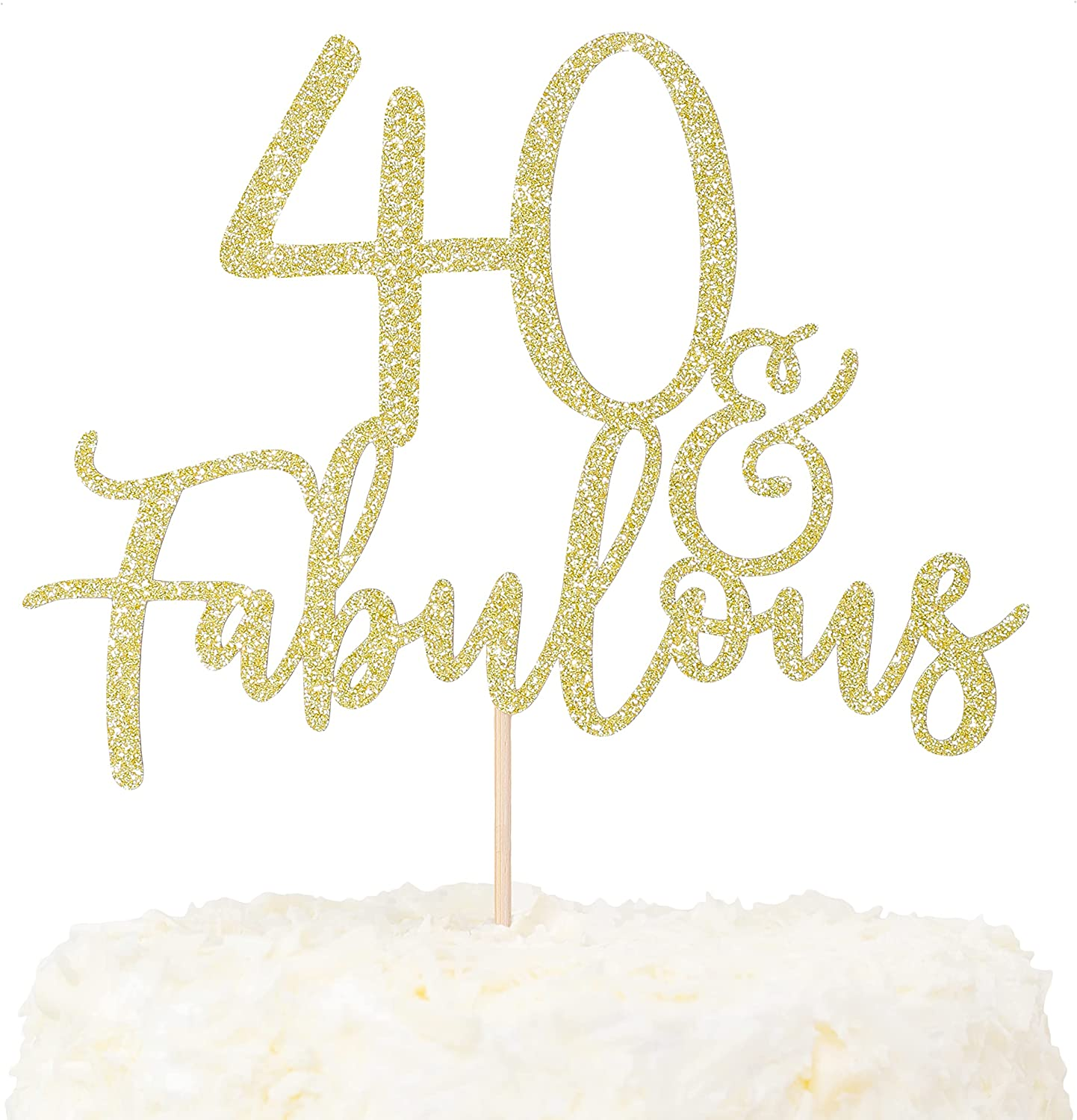 LOVENJOY 60 and Fabulous Cake Topper Gold Glitter for 60Th Birthday Party Cake Decoration Glittery image number 3