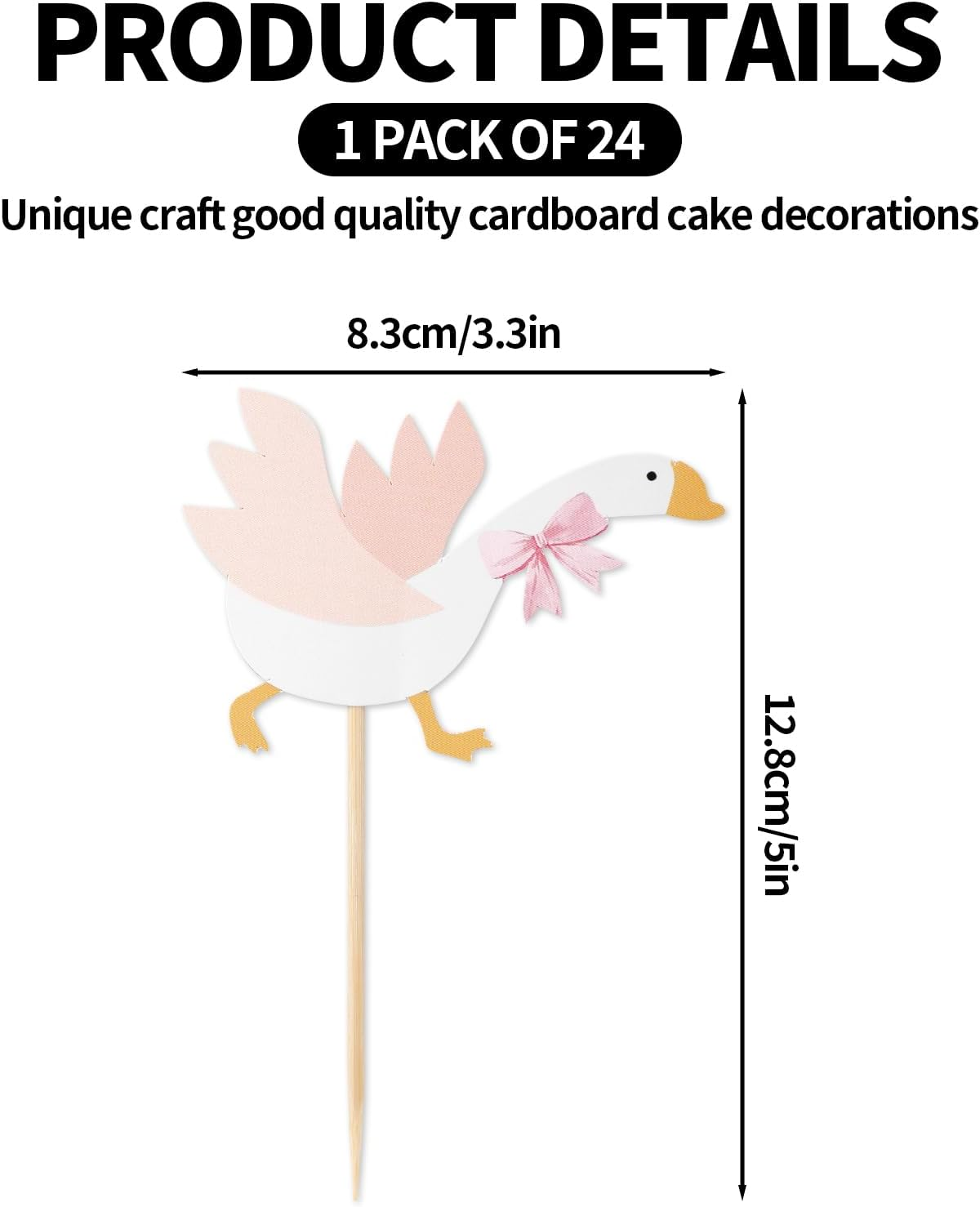 Lyreh 24Pcs Silly Goose Party Cupcake Toppers, Paper Funny One Bow Silly Goose Cupcake Decoration Accessories for Animal Theme Party Birthday Cake Supplies Dessert Decor image number 3