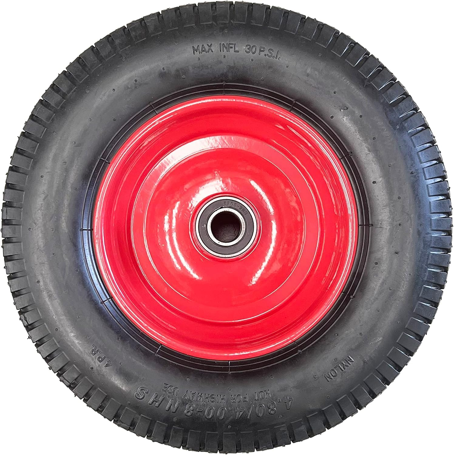 2PCS 16" 4.8/4.00-8 Wheelbarrow Cart Wheels - Heavy-Duty Pneumatic Tyres with Sealed Bearings, Metal Rim, and Multiple Sizes (16Mm/19Mm/20Mm/25.4Mm)130Kg Capacity, Not for Highway Use (19MM BORE) image number 3