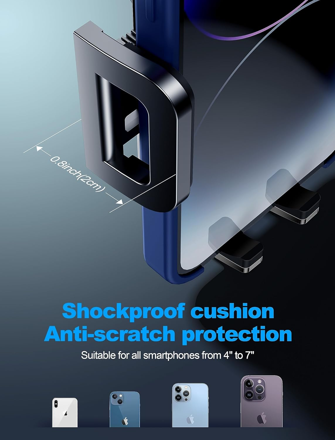 TOPGO TP-TD-03 Cup Holder Phone Holder, [No Shaking & Stable & Adjustable Pole] Car Cup Holder Phone Mount, Cell Phone Cradle for Iphone 14, Samsung and More Smart Phone(Black),11 Inch image number 2