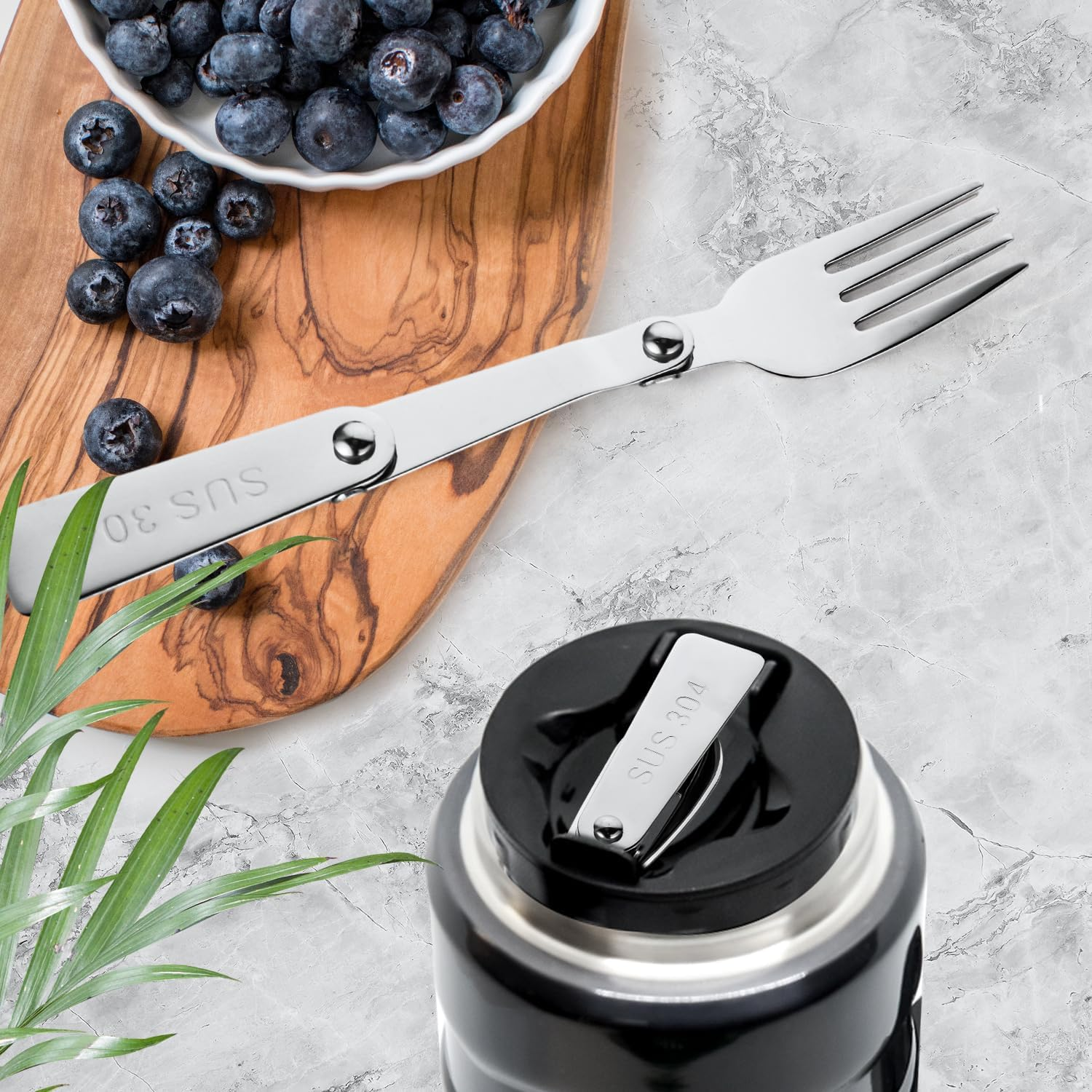 BOXOB 2Pcs Silver Stainless Steel Folding Forks, 6.3 Inch, Compatible with THERMOS FUNTAINER 16 Oz Food Jar, Dishwasher Safe, Camping Flatware image number 5