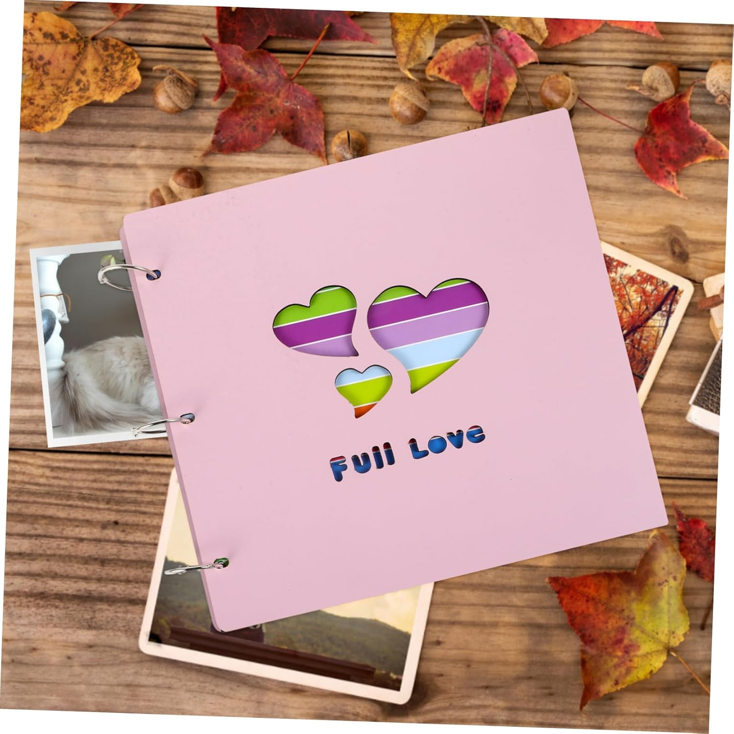 IMIKEYA Diy Picture Album Handmade Scrapbook Wooden Cover for School Family Memories image number 1