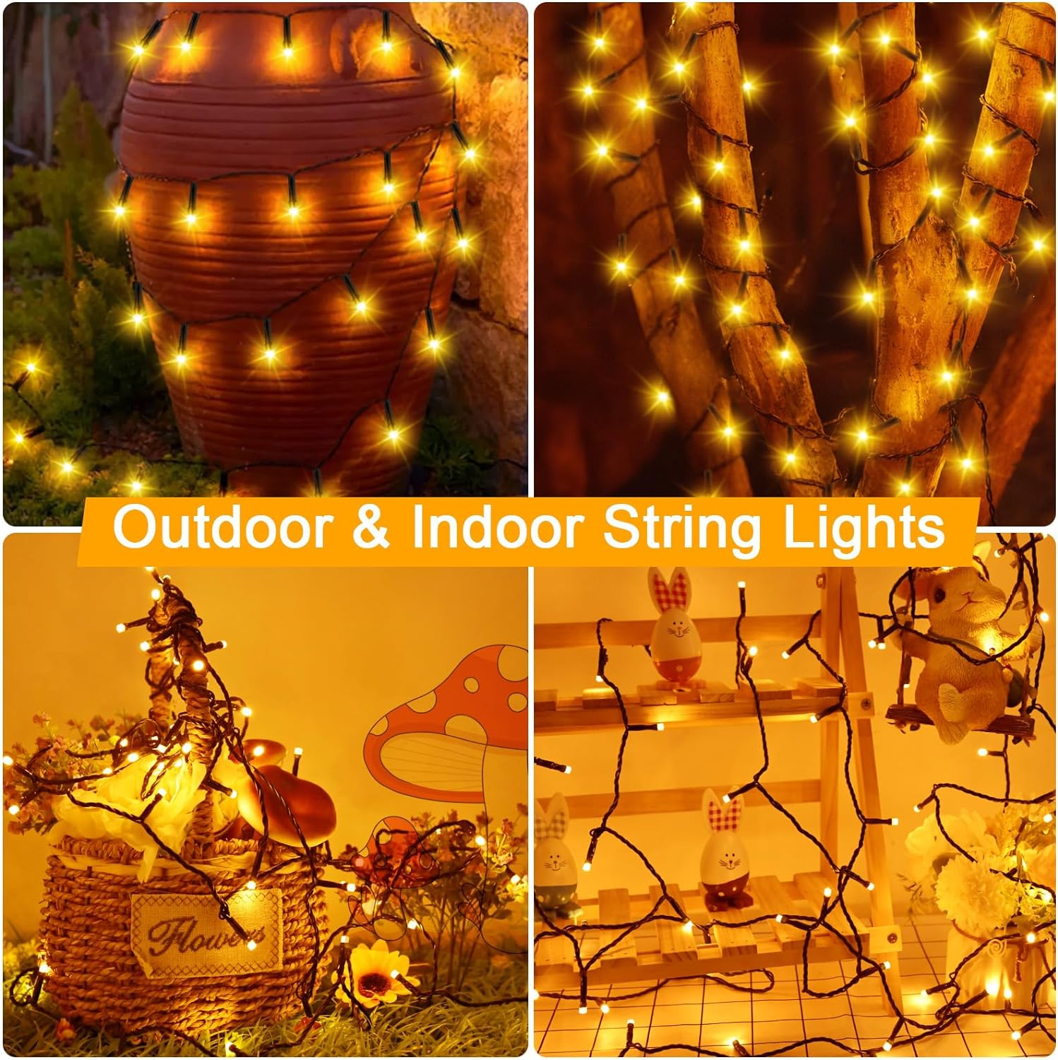 Solar String Lights for Outside, 39.4Ft 120LED Outdoor Solar String Lights 8 Modes for Garden Yard Patio Tree Christmas Deorations Warm White image number 5