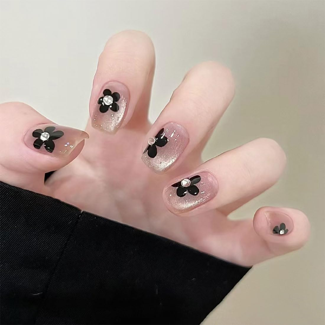 Leopard Print Press on Nails Medium Almond,Retro Style False Nails with 3D Irregular Lines Design,Unique French Fake Nails,24Pcs Brown Blue Acrylic Nails for Women