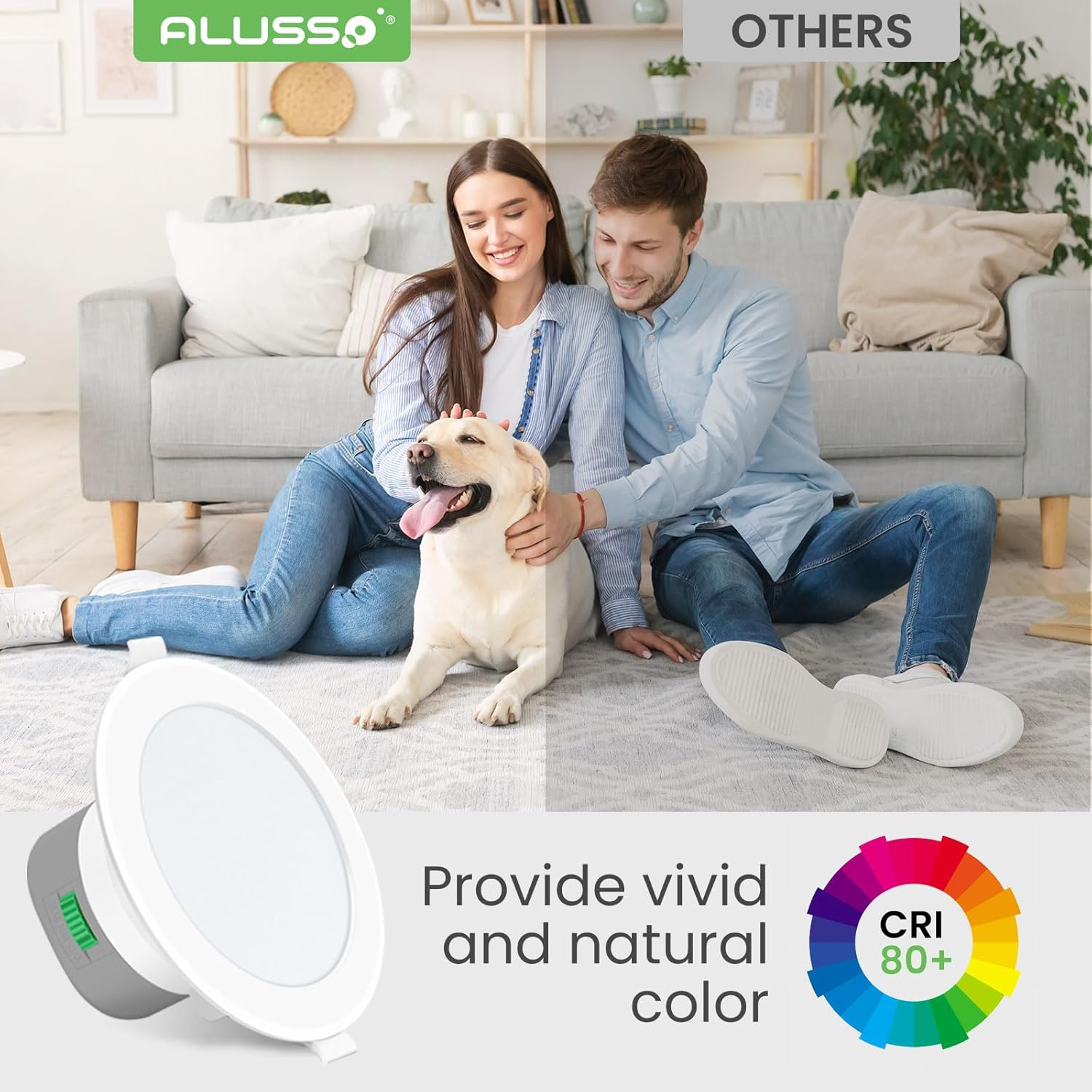 ALUSSO LIGHTING 13W LED Downlight 1150Lm Warm Natural Cool White 3000K 4000K 5700K Changeable Dimmable Flat White round 90Mm Cutout Recessed Ceiling Spot Light 230V IP44 Waterproof 10Pack