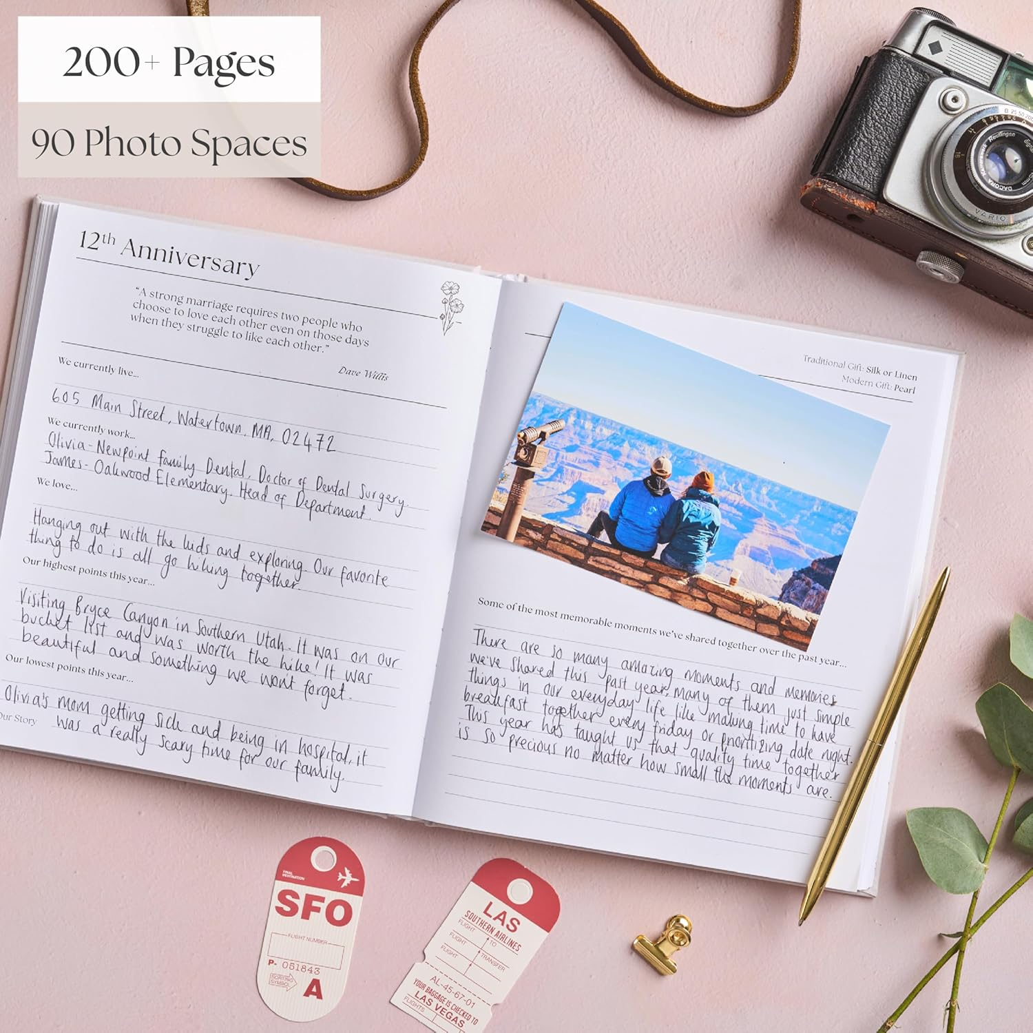 Anniversary Journal for Couples | 1 Year Anniversary Scrapbook & Photo Album Book | from 1St to 75Th Wedding Anniversaries | Paper Gifts for Husband or Wife | Grey image number 4