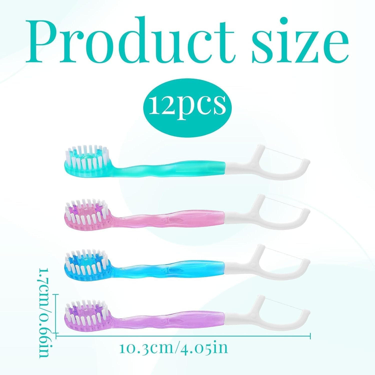 Disposable Toothbrush, 12Pcs Mini Toothbrush, 5-In-1 Disposable Toothbrushes Set with Freshening Bead, Floss, Pick, Tongue Scraper, Mini Travel Toothbrushes for Travel or Work