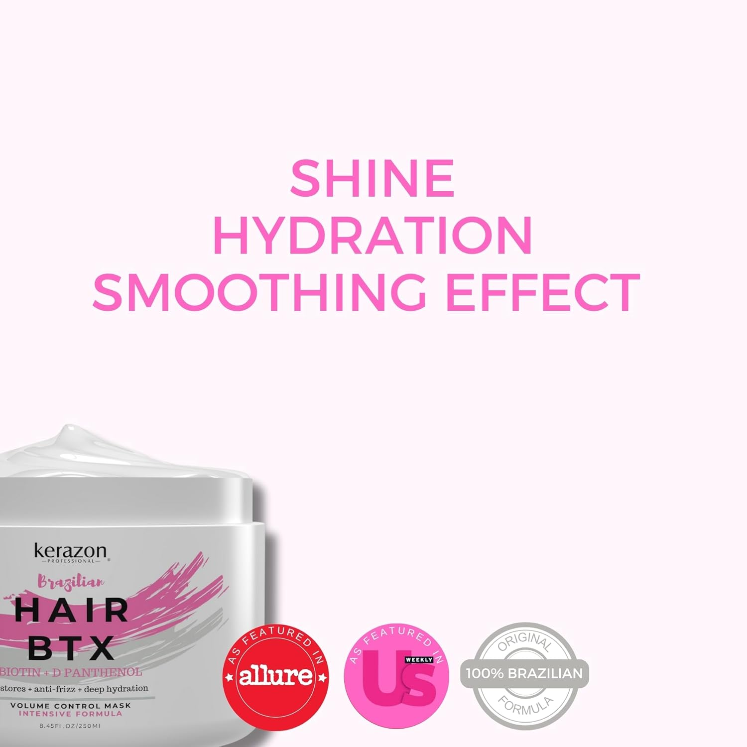 KERAZON Intensive Brazilian Hair BTX Treatment 8Oz 236Ml for All Hair Types, Thermal Activated Hair Mask Damaged Hair and Long Lasting Volume and Frizz Control. Packaging May Vary.