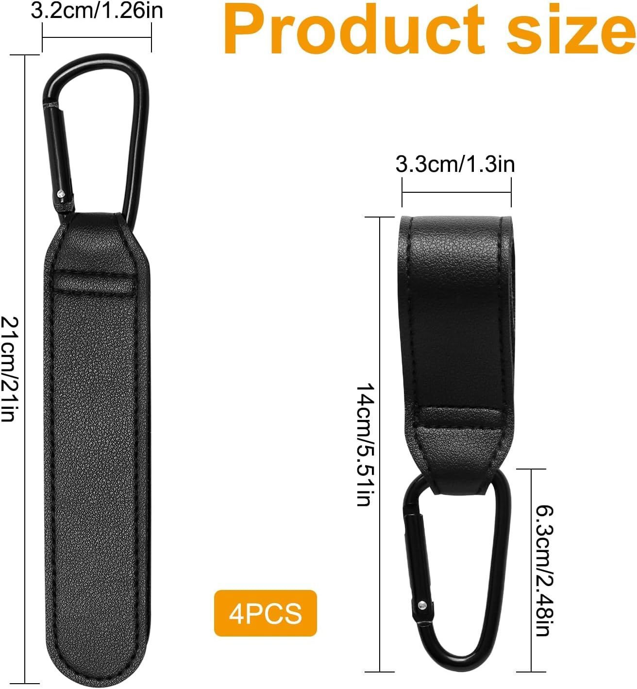 4 Pcs Pram Clips for Buggy, Buggy Clips, Adjustable Pram Hooks for Bags, Pram Bag Clips Pram Carabiner Clip for Mommy Diaper Bag, Pushchair, Shopping Grocery, Pushchair, Backpack