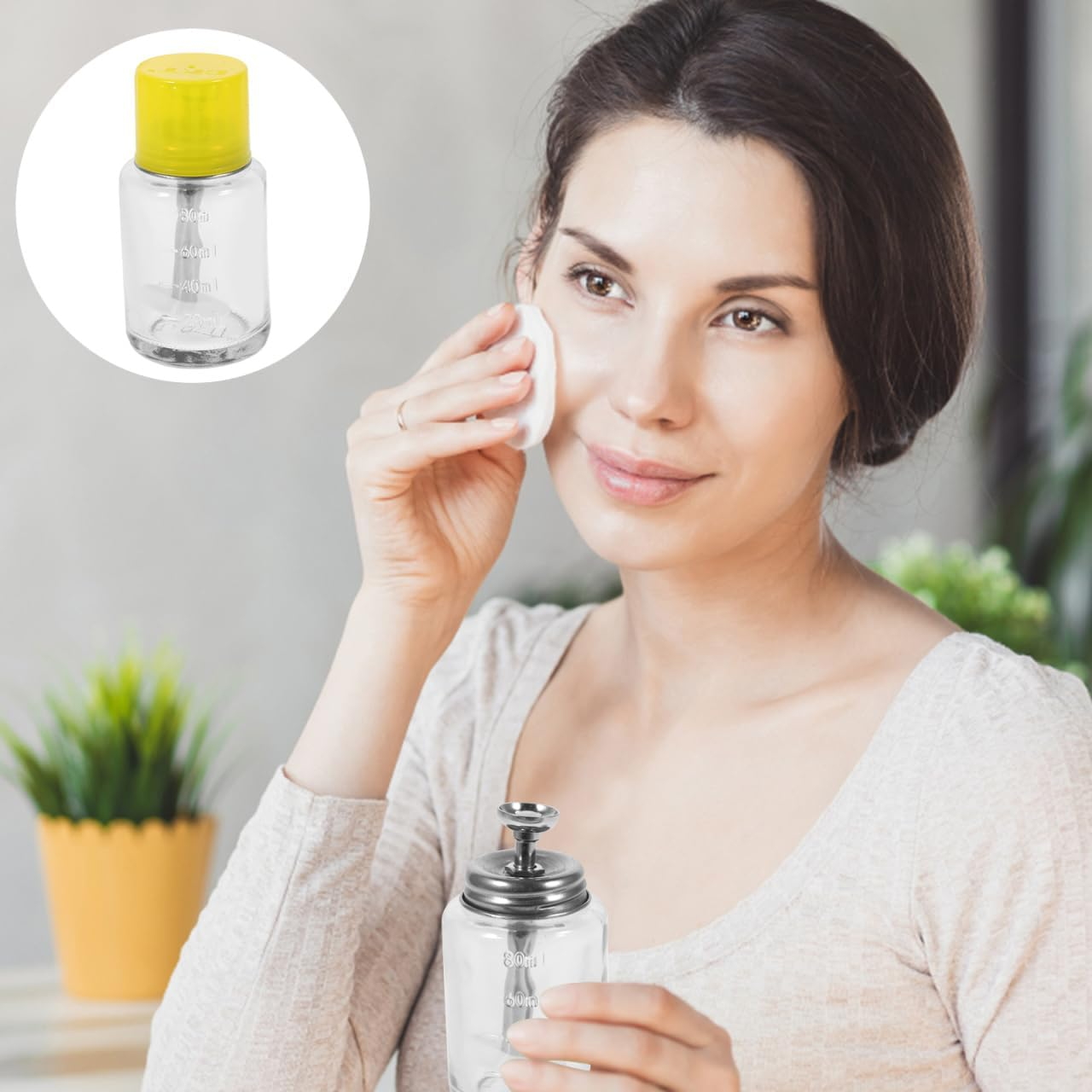 Healeved Slide Glass Bottle Empty Nail Polish Remover Dispenser Liquid Cleaning Dispenser Travel Push One Jar Nail Accessories image number 6