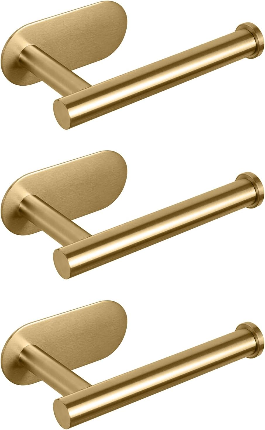 Nearmoon Toilet Paper Holder Self Adhesive, Premium Thicken SUS304 Stainless Steel Rustproof Adhesive Toilet Roll Holder No Drilling for Bathroom, Kitchen, Washroom (3 Pack, Brushed Gold) image number 6