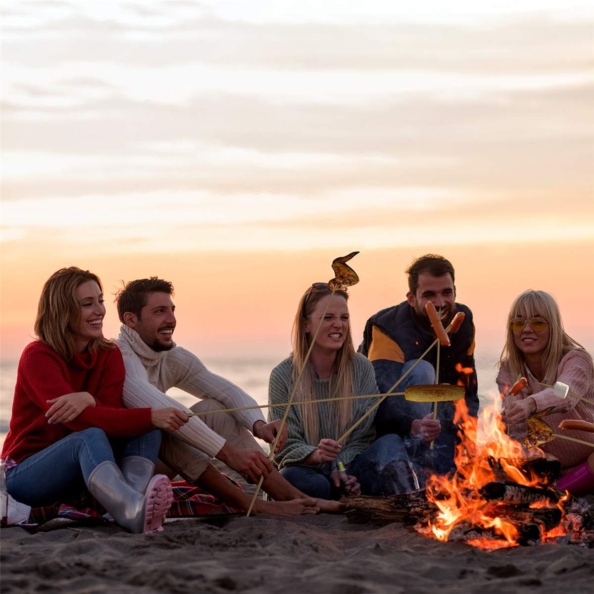 Smores Sticks 36" Long 5 Mm Thick, 120 PCS Marshmallow Roasting Smore Sticks Bamboo, Disposable Marshmellow Sticks Camping Heavy Duty Smores Skewers for Outdoor Fire Pits Campfires Hot Dog Sausage image number 5