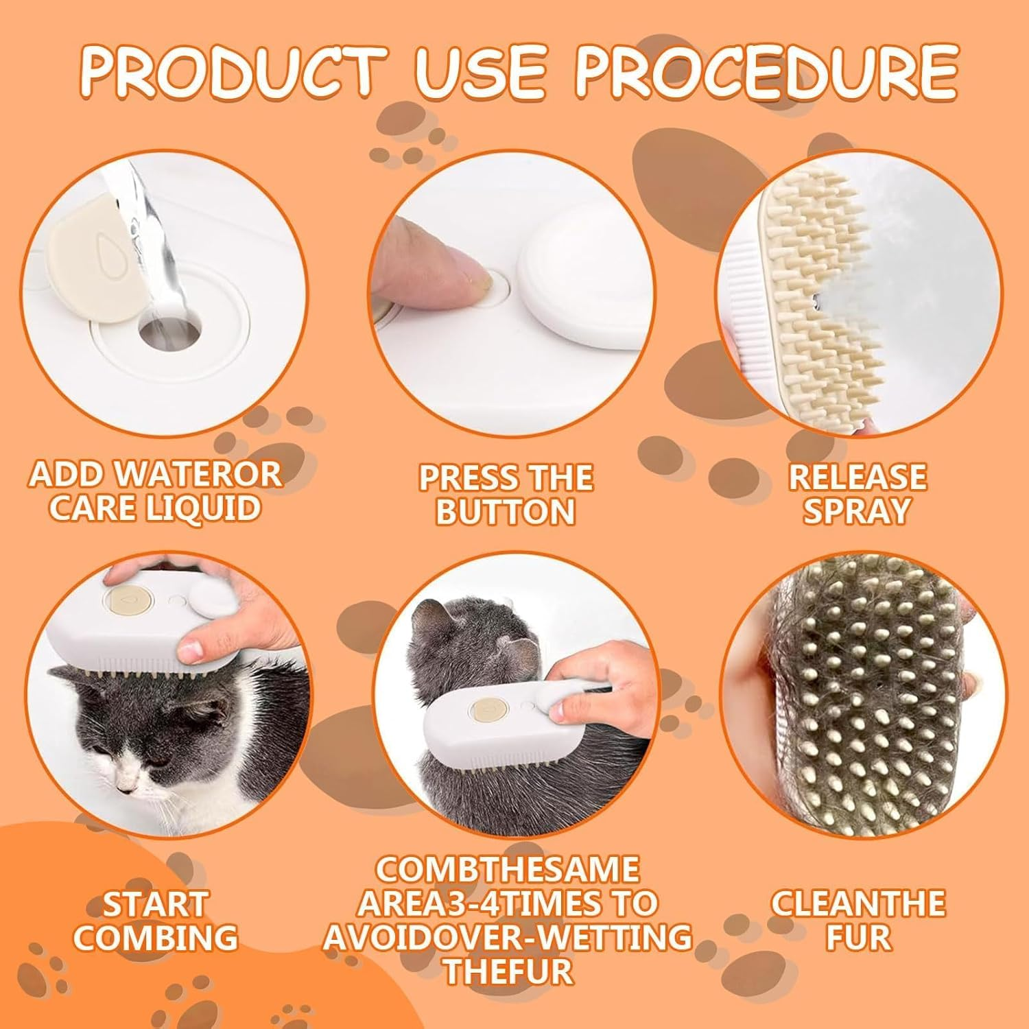 Cat Steamer Cat Brush Long Hair 3-In-1 Steam Brush Cat Pet Hair Brush Fur Brush Cat Massage Brush Eliminate Flying Hair for Cats and Dogs (White) image number 1