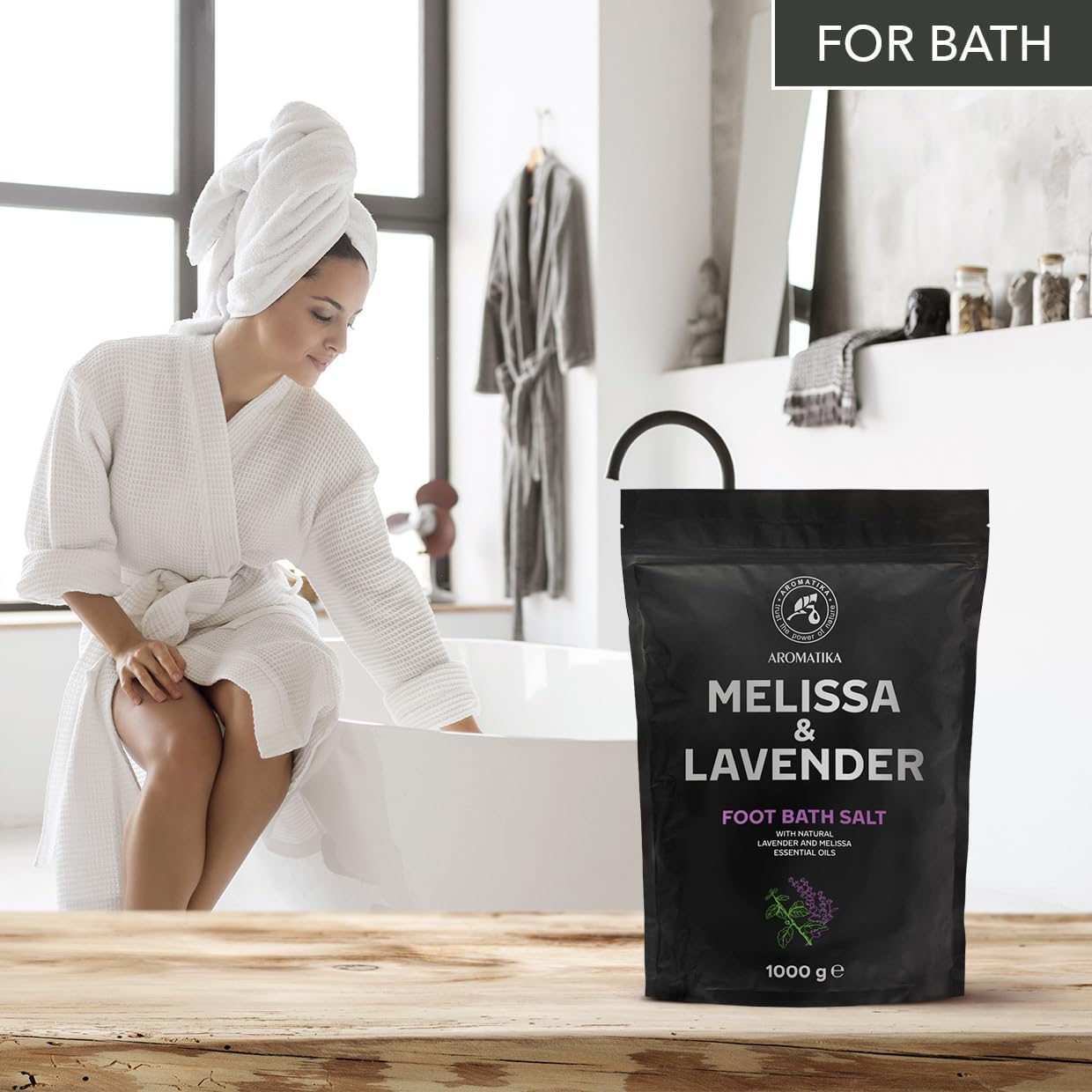 Foot Bath Salt with Lavender & Melissa Essential Oils - 1Kg /1000G - Natural Sea Salt Foot Bath - Foot & Nail Soak - Pedicure Foot Soak - Soothing Foot Soak - Smelling Salts - Aromatherapy Bath Salts image number 4