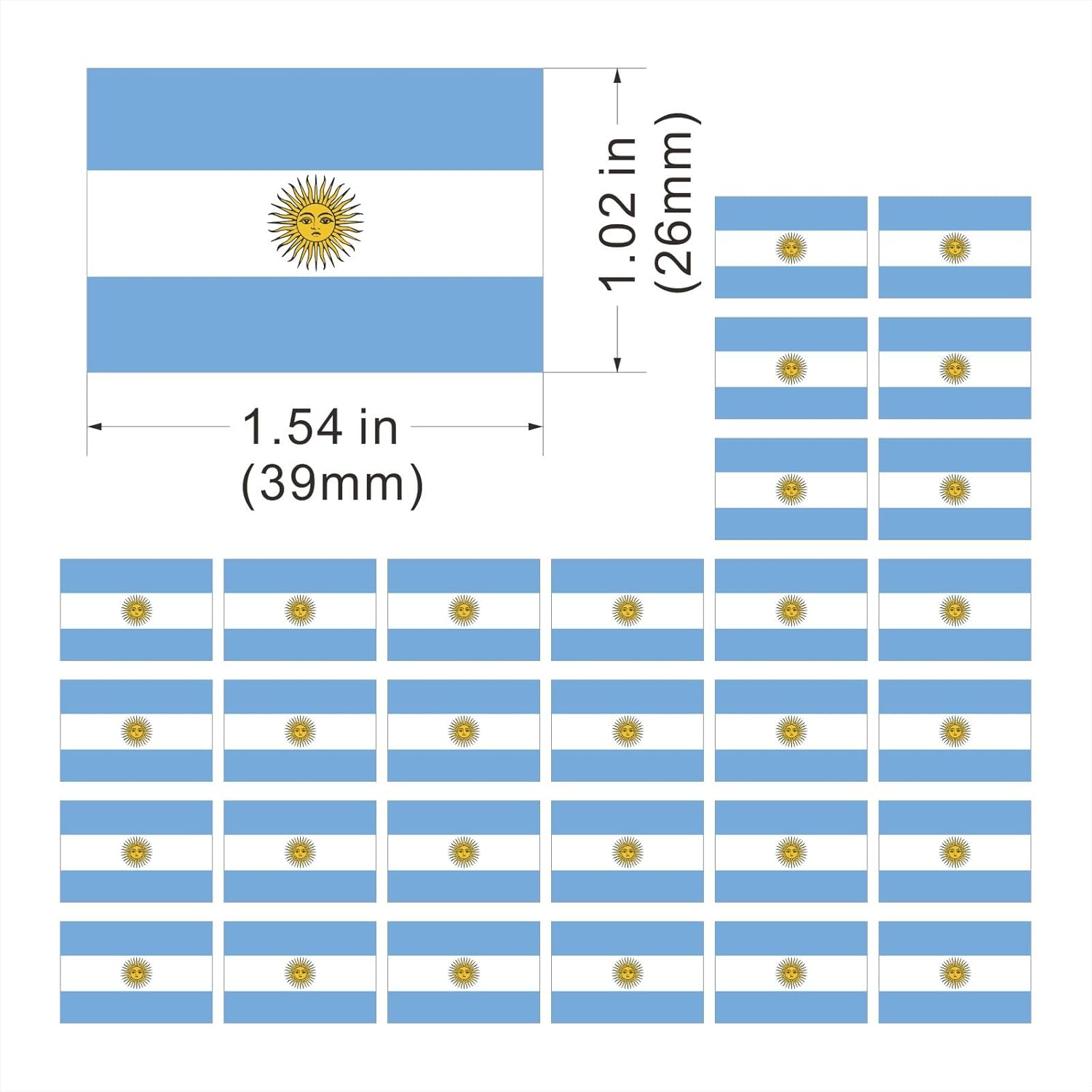Womaha 30 Temporary Argentina Flag Tattoos Fans Face Tattoo Stickers for Adults Kids Group Activity Props image number 3