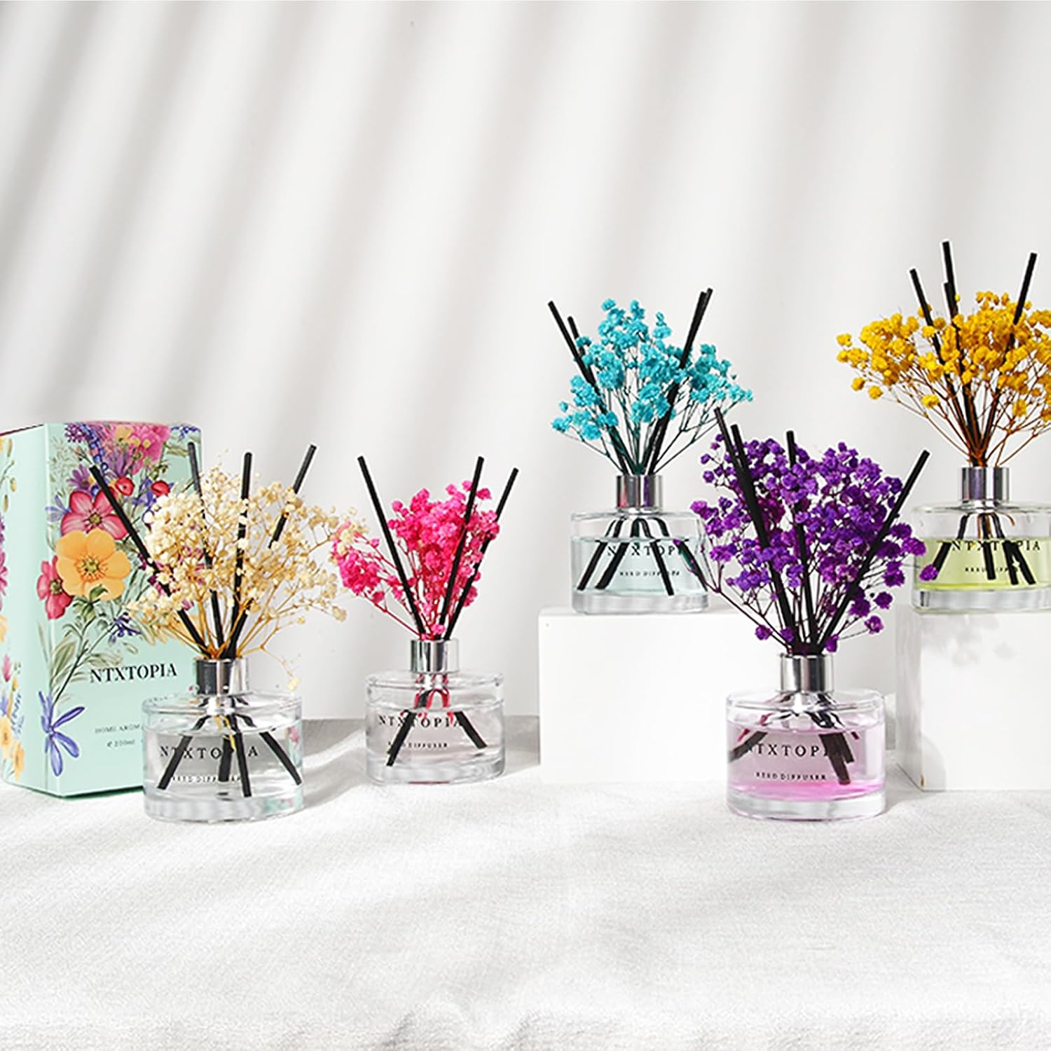 Reed Diffuser Set,6.76 Fl Oz (200 Ml)-Clean Linen Oil Diffusers,Scent Diffuser with 6 Reed Sticks,Home Fragrance Reed Diffuser for Bathroom Livingroom Shelf Decor image number 4