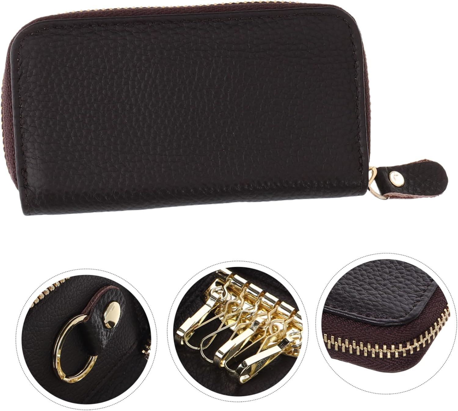 PACKOVE Large Capacity Key Bag Zipper Key Holder Small Card Wallet Woman Pocket Design image number 4