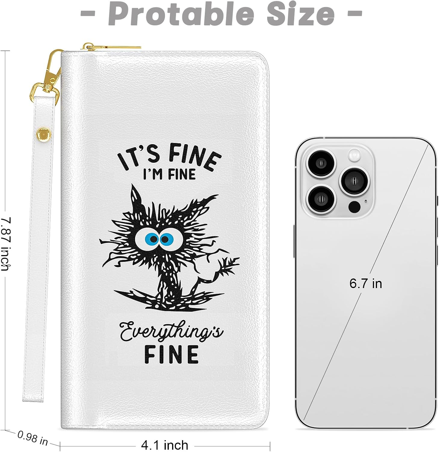 Aiawoxc Womens Wallet, RFID Wristlet Wallets for Women, Ladies Clutch Purses, Large Travel Card Holder with Phone Holder, Fine Cat - A04-Art Style Pattern image number 4