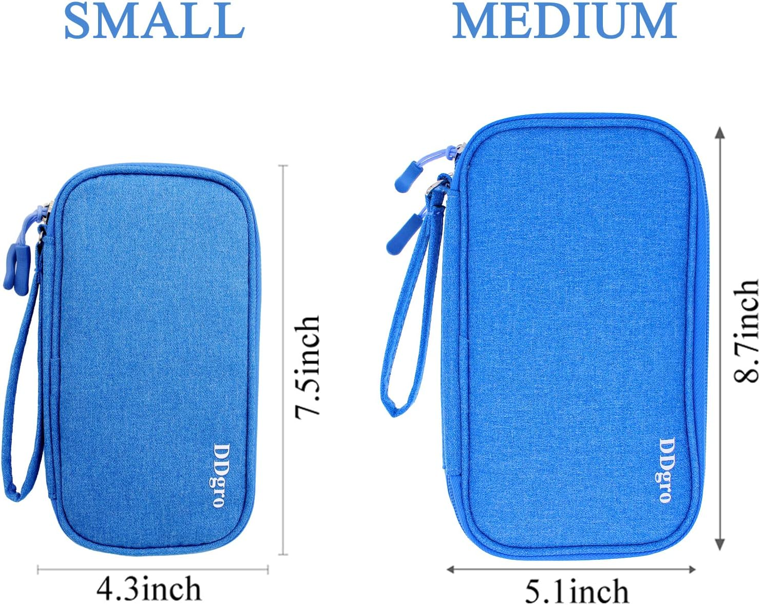 Ddgro Premium Blue Water-Resistant Compact Portable Electronics Accessory Organizer Case