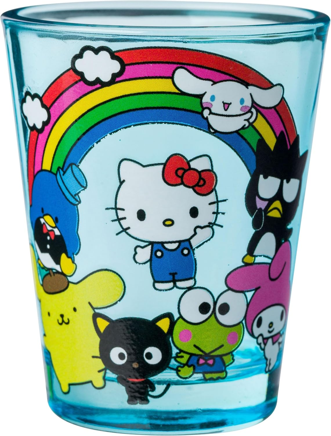 Silver Buffalo Sanrio Group Shot Set 4-Pack Mini Glass Set, 1.5 Ounces - Hello Kitty And Friends Rainbow image number 6