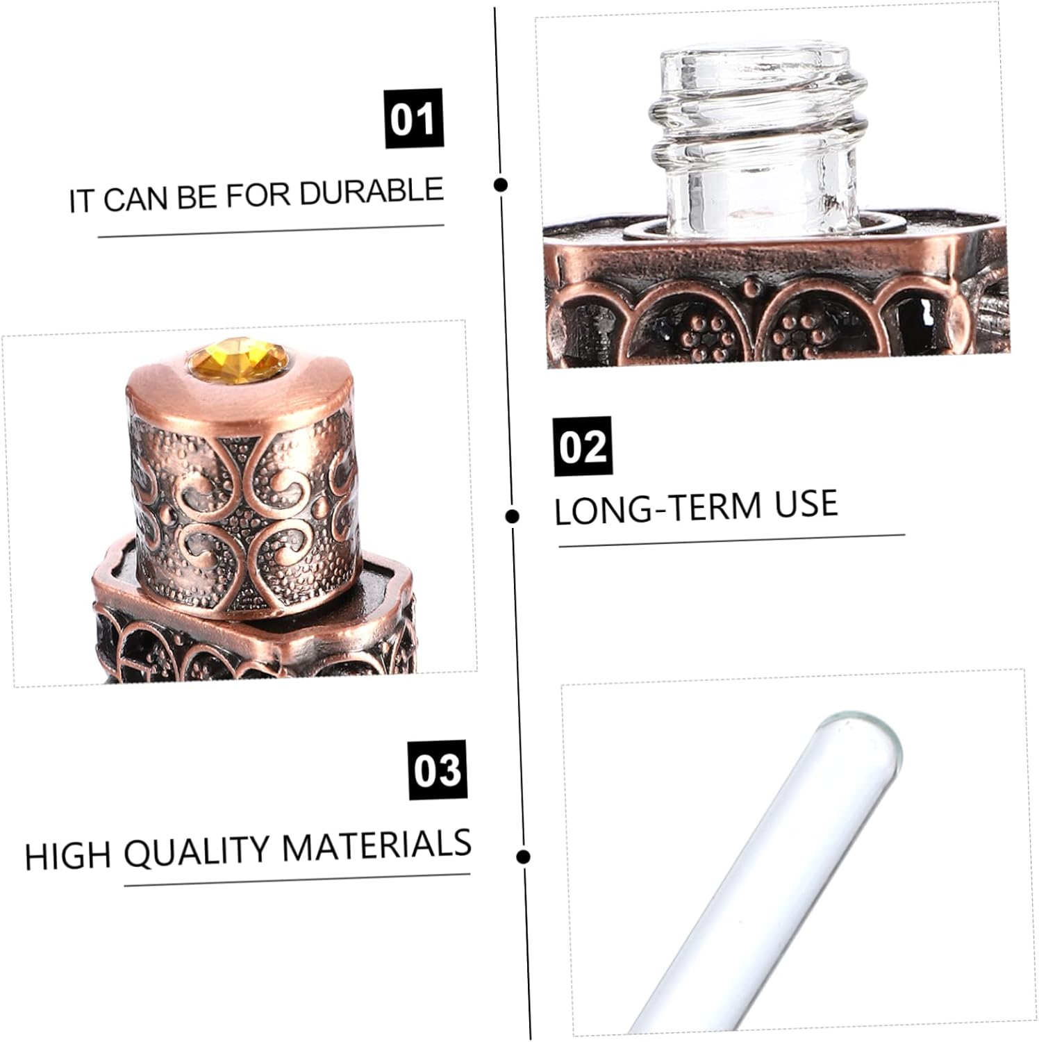 Perfume Bottle Metal Glass Hollow Flower Design Travel Spray Bottle for Essential Oil and Cosmetic Use - Golden image number 6