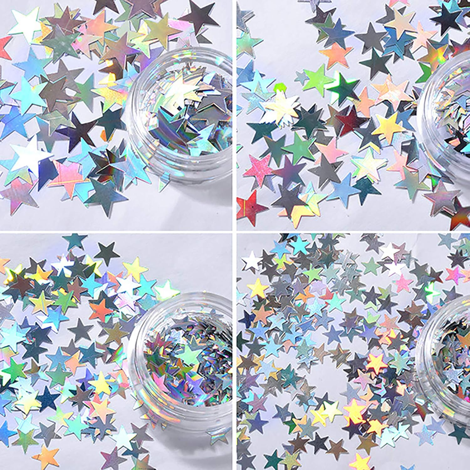1 Set Nail Decorations Silver Five-Pointed Star Sequins Colorful Sequinss image number 2