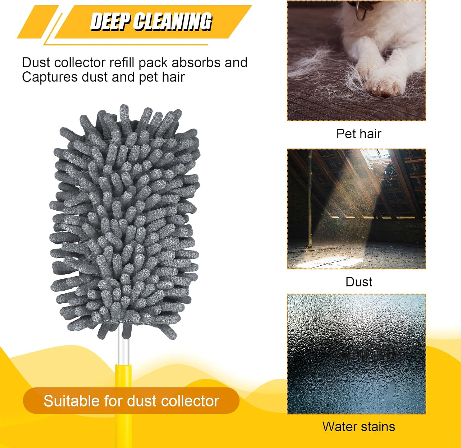 2Pcs Duster Refills for Swiffer, Microfiber Dusters Heavy Duty Refills 360 Ceiling Fan Duster Replacements Reusable Hand Dusters for Cleaning (Gray) - Blue image number 4