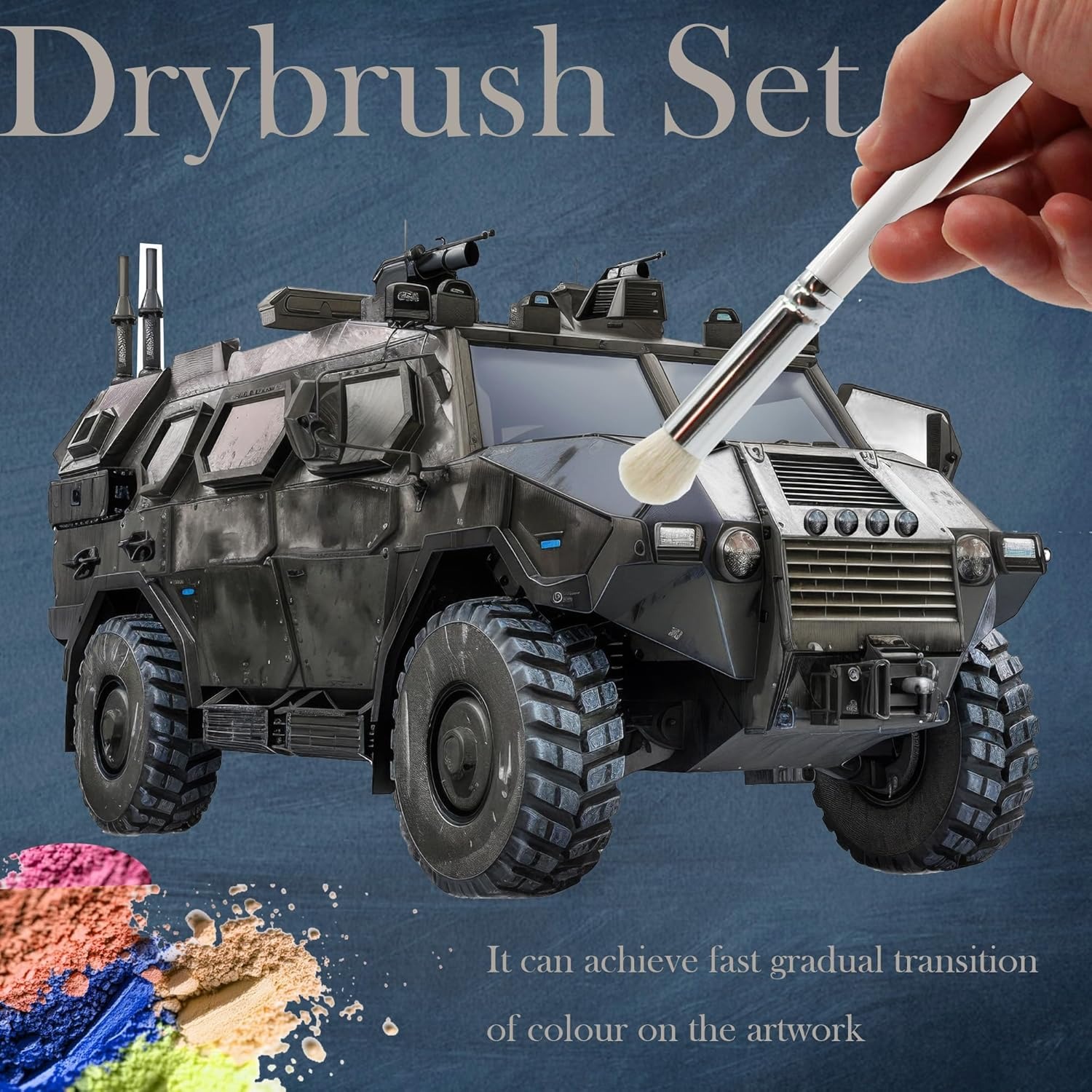 Himmlfel Drybrush Set，3 Sizes Dry Brush Miniature Painting，Professional Dry Brushes for Citadel Game Model,Large Medium Detailed Model,Warhammer,Hobby Art Paint Brushes for Artist and Beginner image number 2