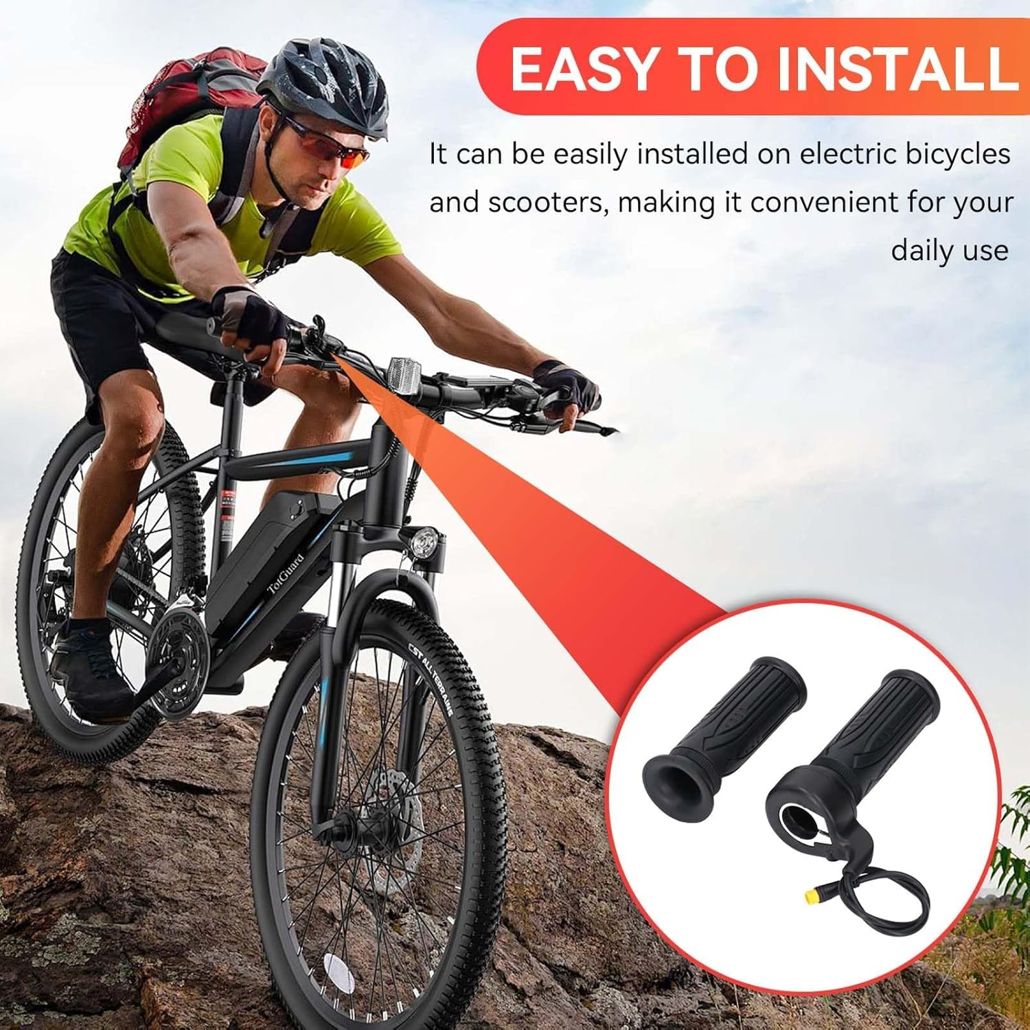 Electric Bike Accessories 20X Full Twist Throttle,Ebike Parts for 12V 24V 36V 48V 52V 60V 72V, Right Hand Mount 3PIN Waterproof Plug for Conversion E-Bikes or Scooters Black image number 4