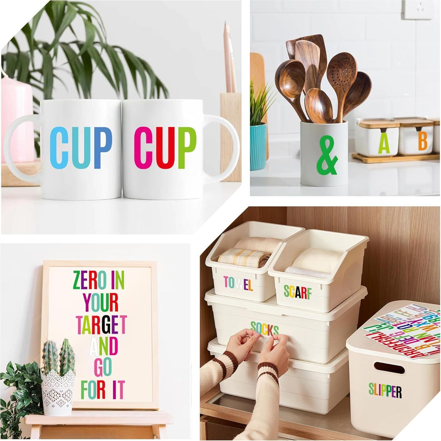 15 Sheets Letter Stickers,Colorful Letter and Numbers Stickers,Stars Letters Sticker Self Adhesive Waterproof Sticky for Scrapbooking Water Bottles Cup (Candy Color) - Candy Color image number 3