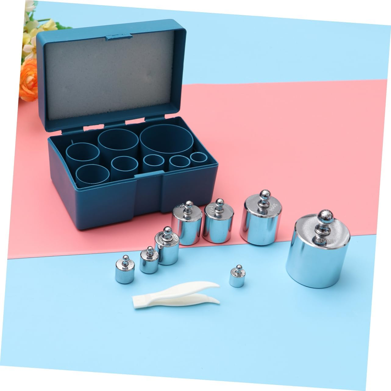 Chrome Steel Calibration Weights 1000G Set Balance Weight Kit with Tweezers Smooth Surface for Accurate Scale Calibration image number 2
