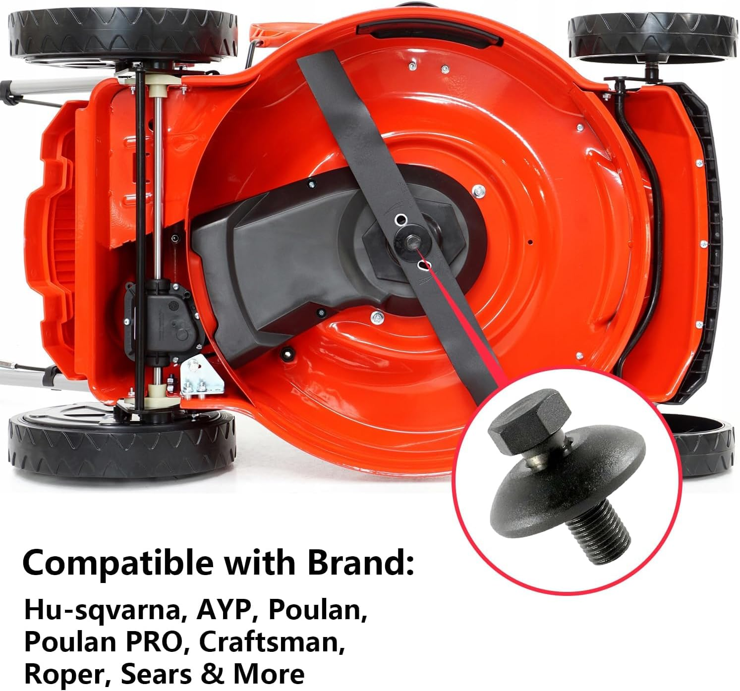 3PCS Compatible with Hus-Qvarna A-YP Crafts-Man Lawn Mower 532-1930-03 14457 193003 174365 539107522 532174365 532193003-A,Blade Bolt & Washer 1-1/4" X 7/16"-20,Lawnmower Blades Hold Bolts,Black