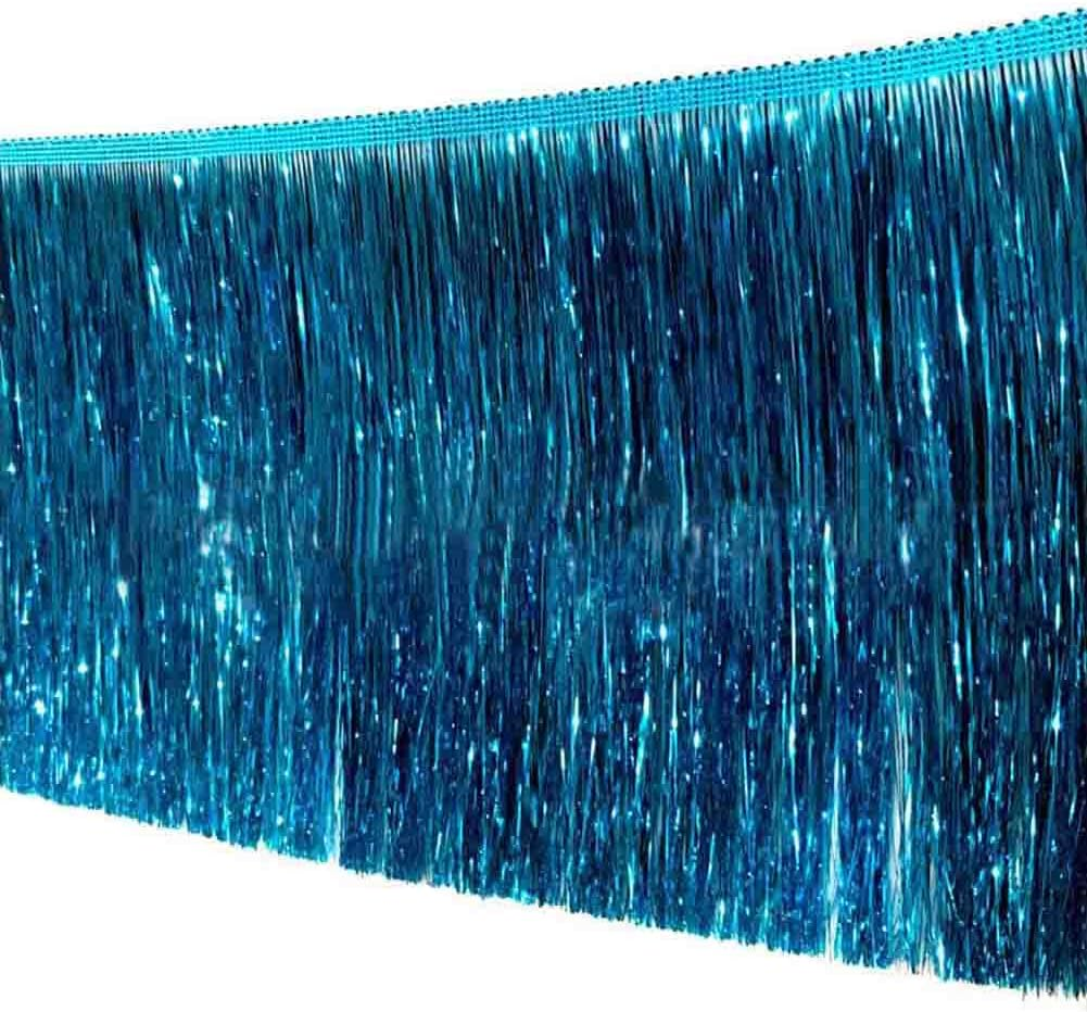 10 Yards 4 Inch Wide Metallic Fringe Trim DIY Latin Dance Dress Clothing Accessories Xmas Party Decor Shiny Tassel Lace (Rose Red) image number 4