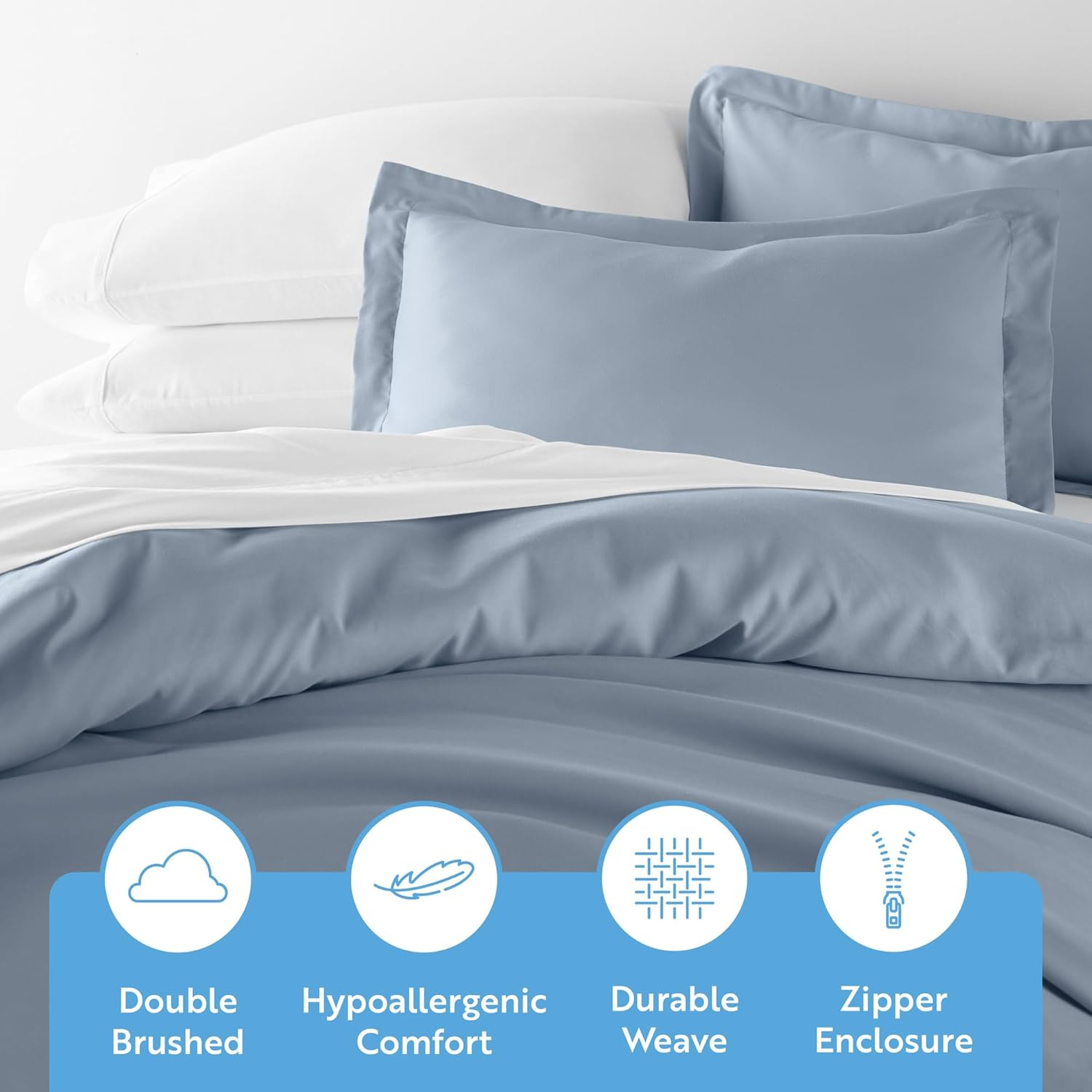 Linen Market Premium Ultra Soft 3 Piece Duvet Cover Set Full/Queen Light Blue image number 5