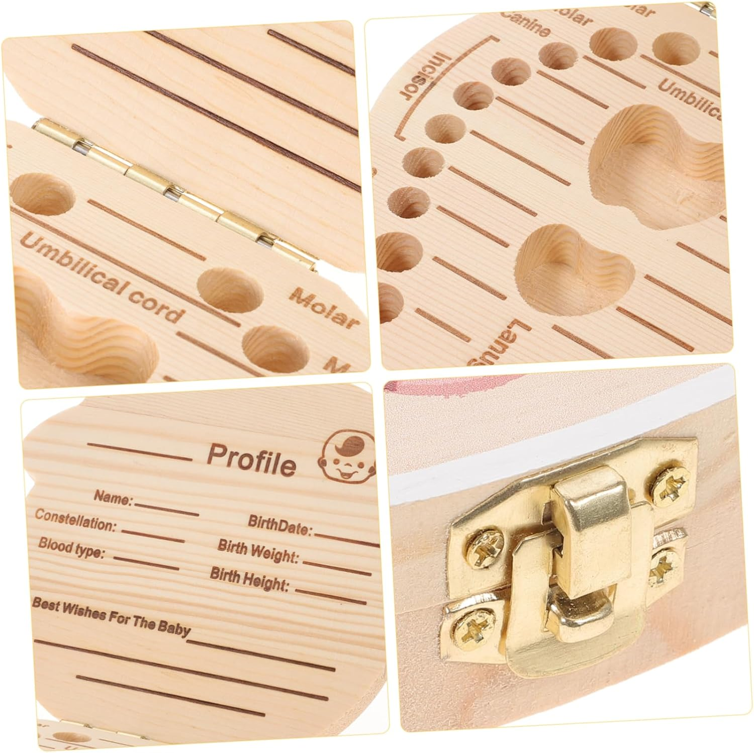 IMIKEYA Tooth Box Cartoon Girl Design Wooden Keepsake Organizer for First Tooth Storage for Showers Birthdays Lightweight Easy to Clean image number 2