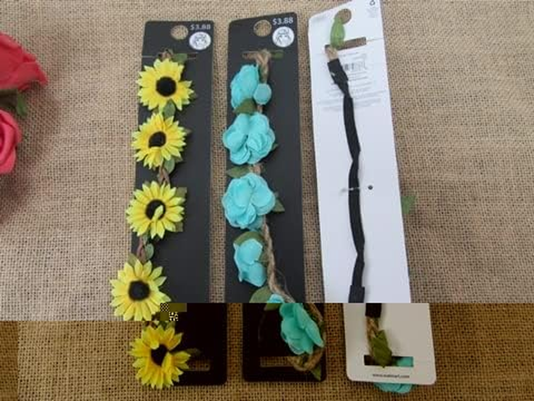 12Sheets Floral Elastic Head Band with Flower Various image number 1
