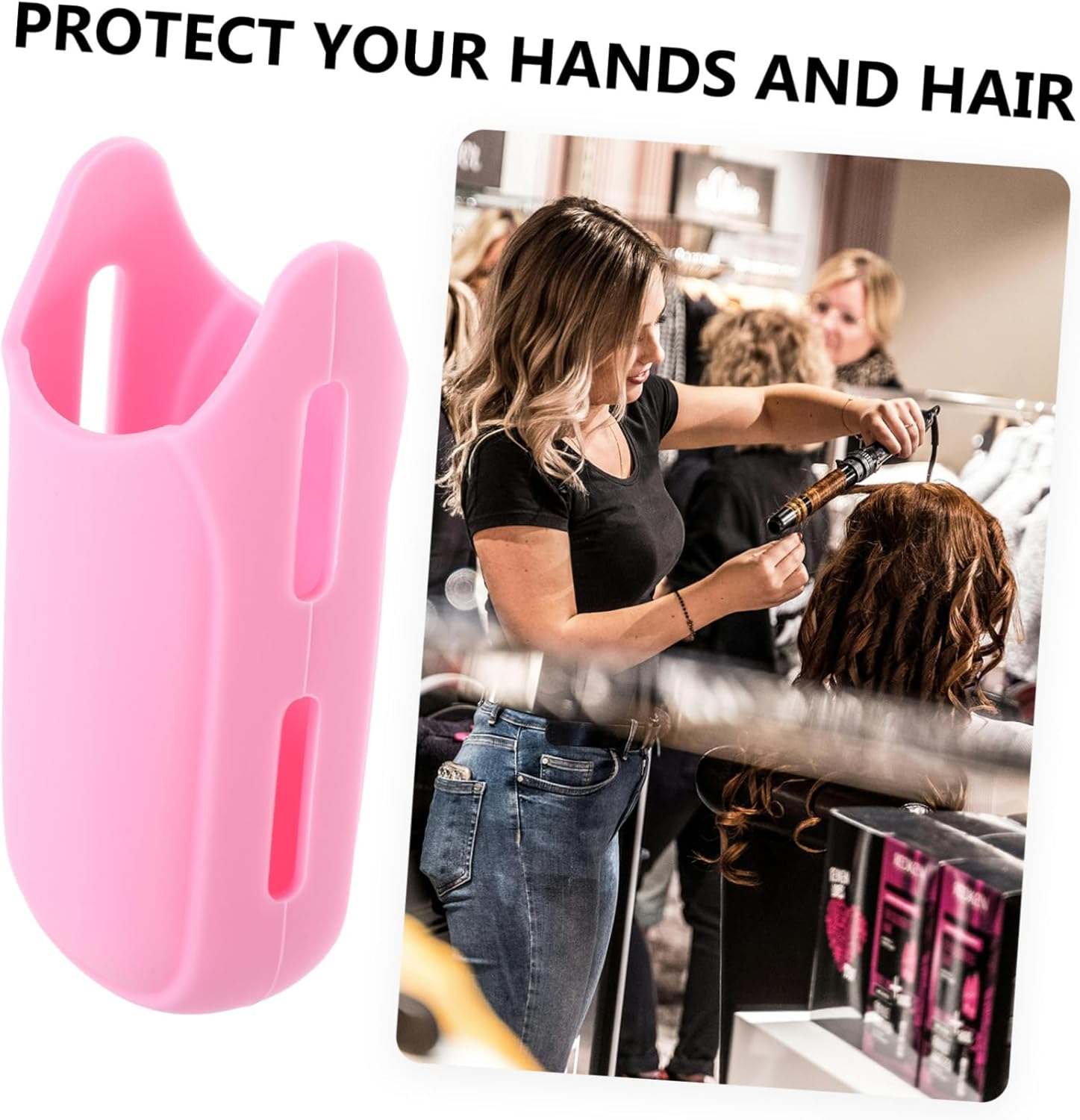 Mikinona Silicone Hair Iron Cover Sleeve for Curling Irons and Straighteners Pink Heat Resistant Mat for Hair Styling Tools Non-Slip Protector Travel Friendly Design image number 1