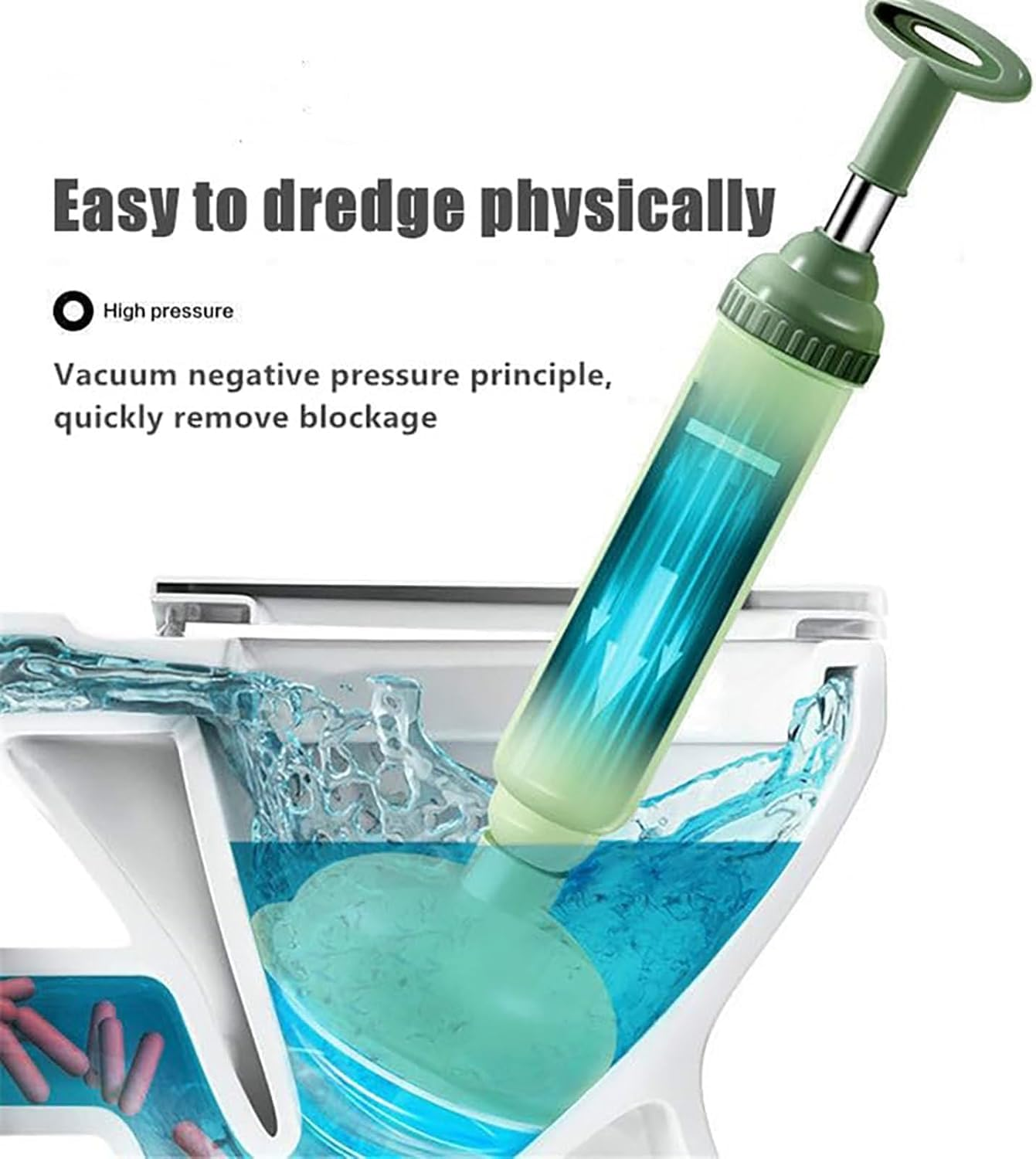 High Pressure Toilet Unblock One Shot, Household High-Pressure Toilet Plunger Kits,Toilet Pipe Plunger High Pressure Air Drain Clog Remover Plumbing Tool for Bathroom Kitchen (Green, One Size) image number 2