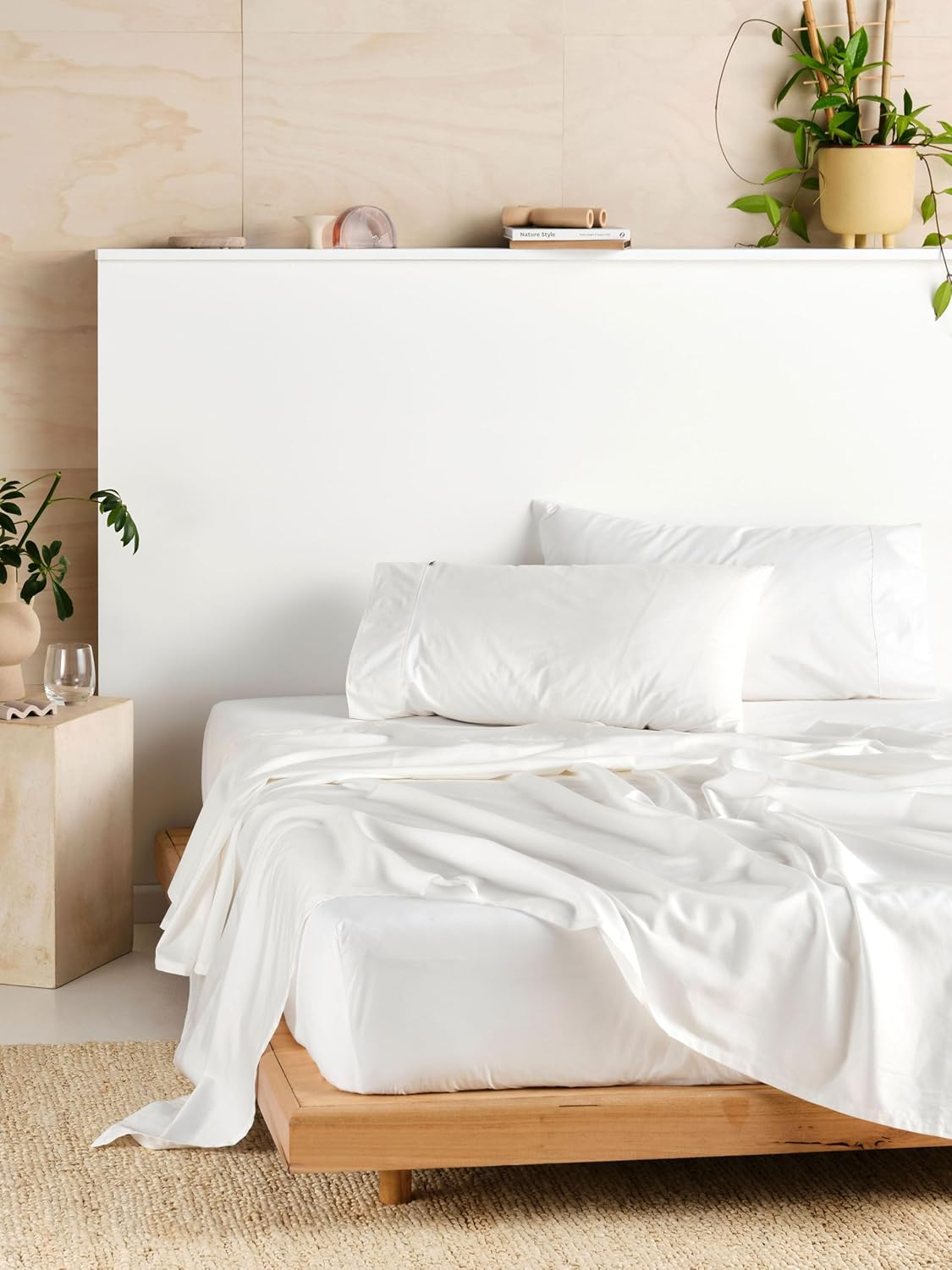 Linen House 300TC Cotton Percale King Bed Sheet Set, White