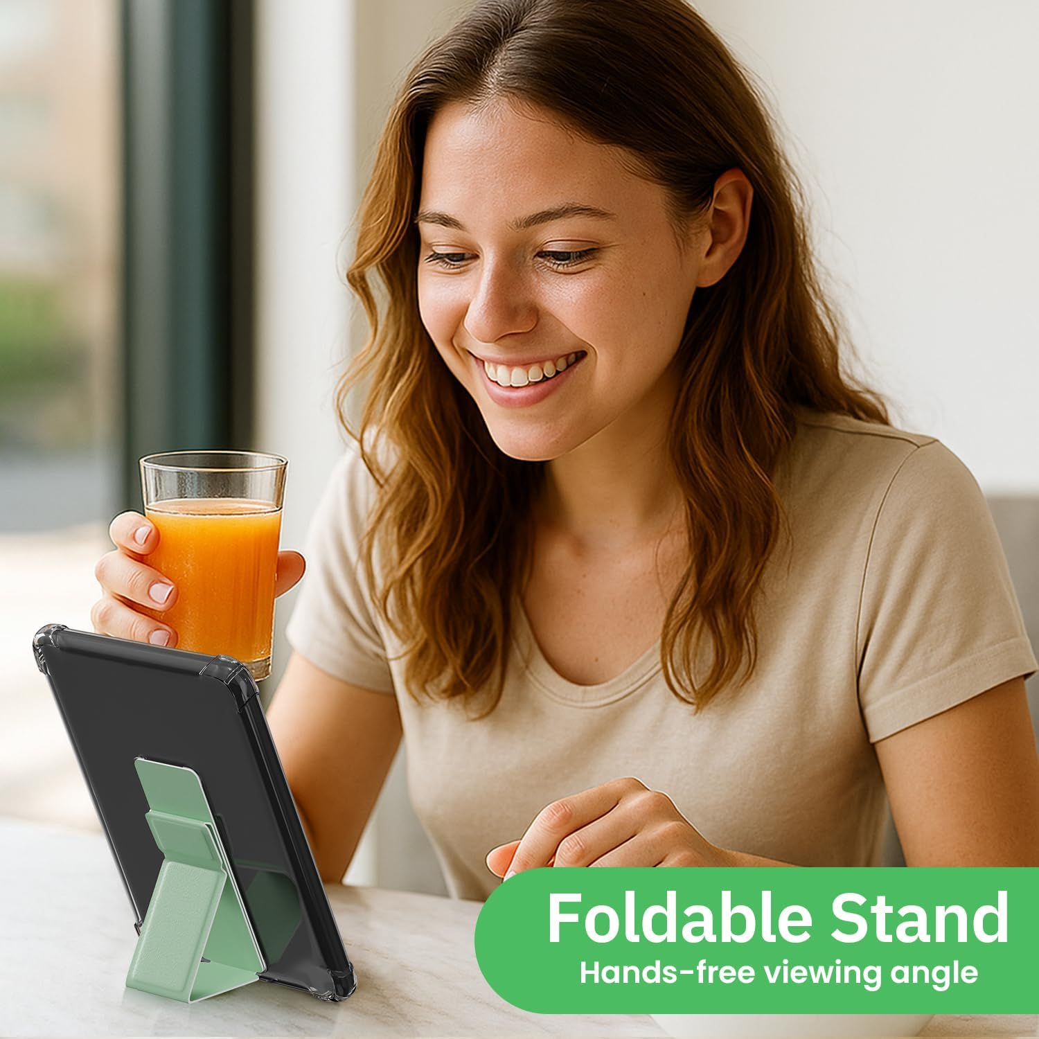 Kindle Paperwhite Case 12Th Generation 2024, Clear Silicone Cover with Stand, Slim Shockproof Shell for Daily Use and Travel, Transparent Green - Clear Green image number 2