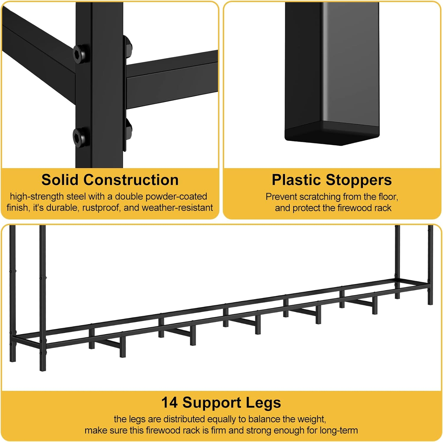 LIANTRAL Firewood Rack Outdoor 8-Ft Heavy Duty Firewood Rack Stand Log Holder Fireplace Wood Storage Stacker Outside