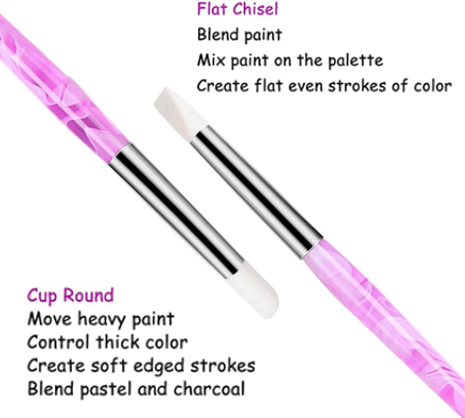 BQAN 5Pcs Nail Art Sculpture Pen, Silicone Nail Art Brushes for Gel, Acrylic Nails, Foil Carving, Drawing & Shaping, Nail Art Tools for Home Salon image number 6